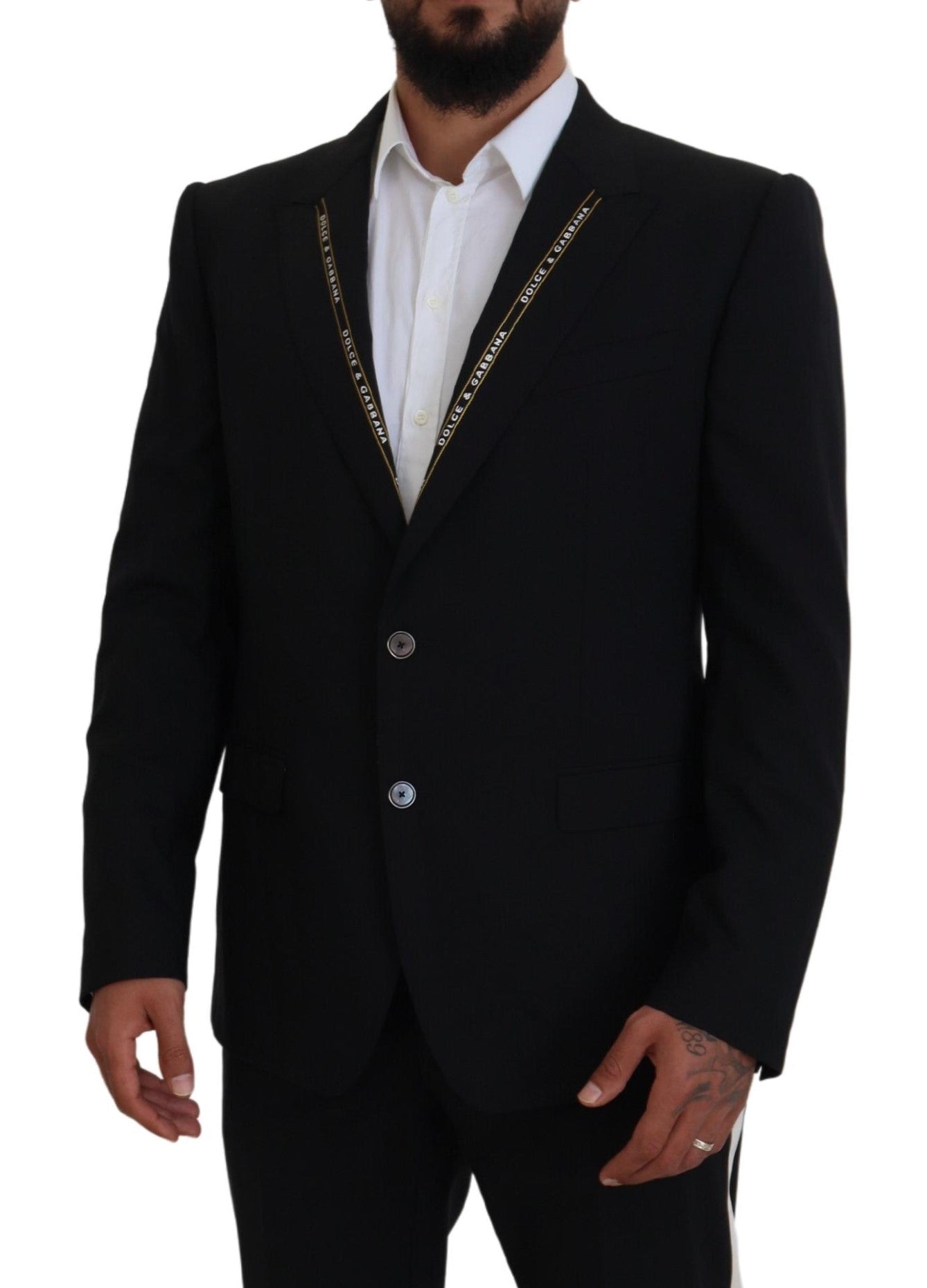 Dolce & Gabbana Black Wool Stretch Slim Fit Jacket Blazer | Regal Royce