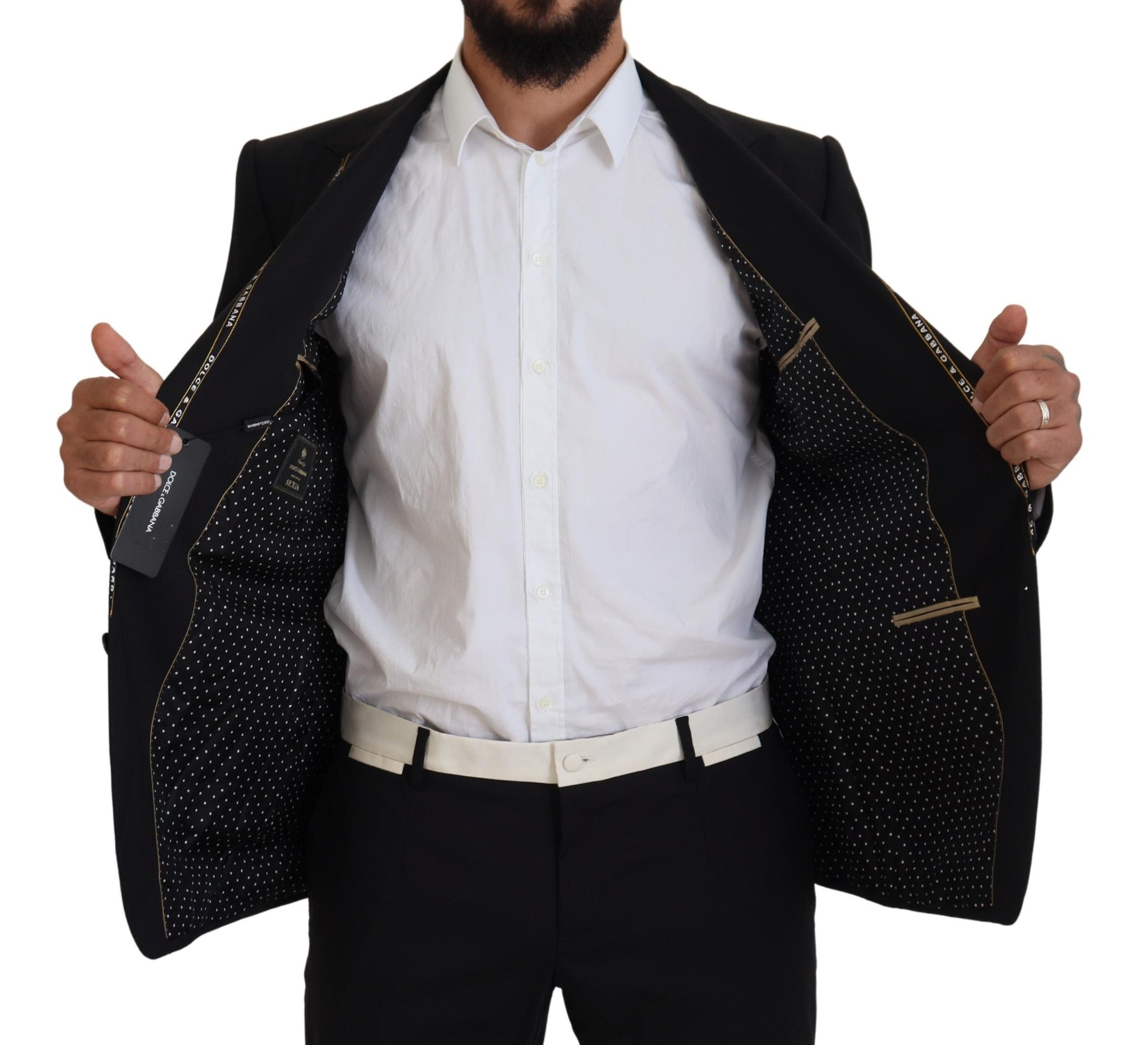 Dolce & Gabbana Black Wool Stretch Slim Fit Jacket Blazer | Regal Royce