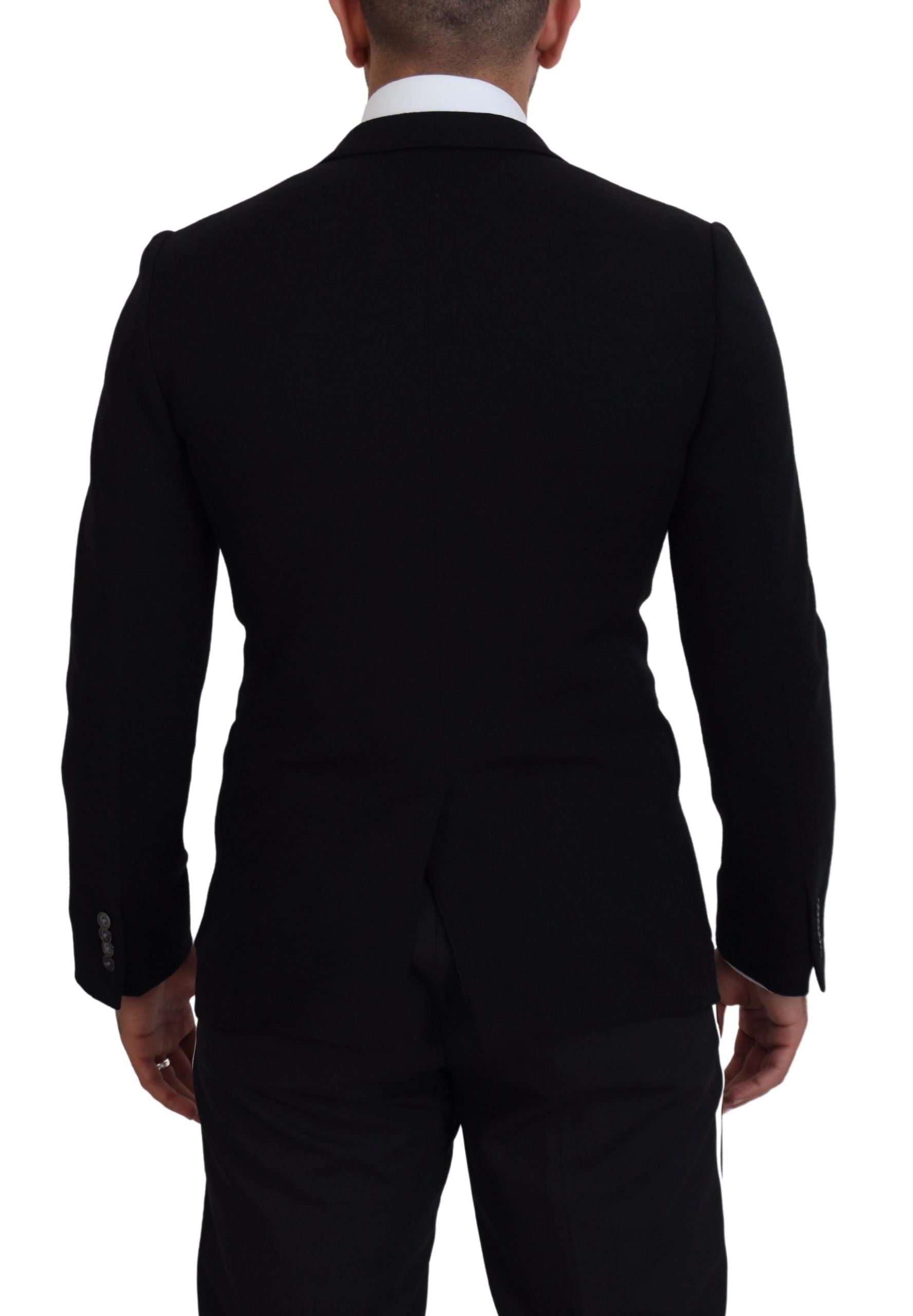 Dolce & Gabbana Black Wool Crown Slim Fit Jacket Blazer | Regal Royce