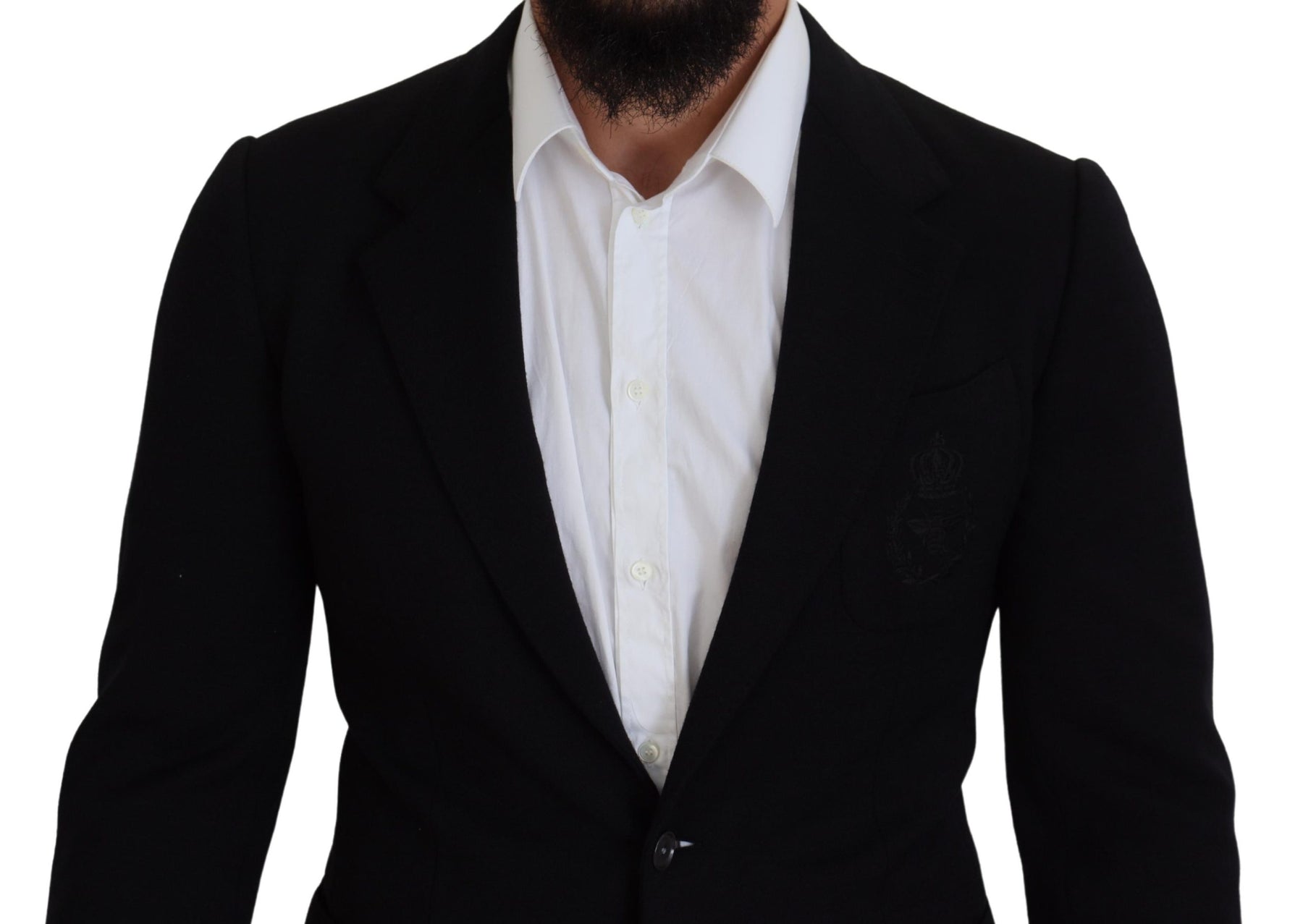 Dolce & Gabbana Black Wool Crown Slim Fit Jacket Blazer | Regal Royce