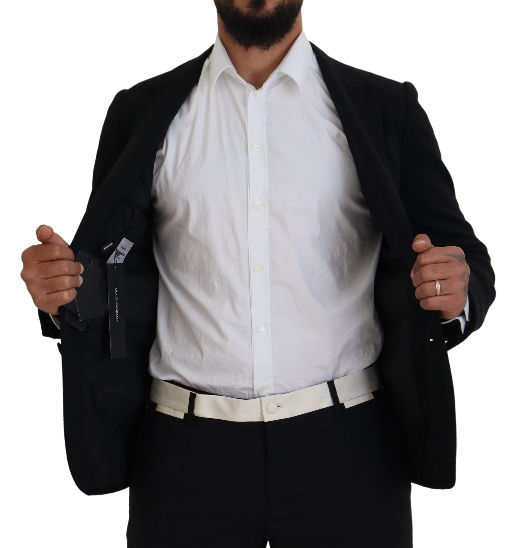 Dolce & Gabbana Black Wool Crown Slim Fit Jacket Blazer | Regal Royce