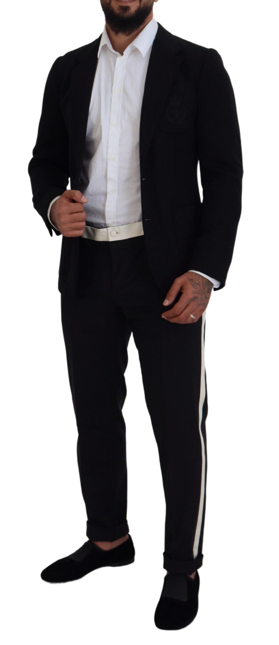 Dolce & Gabbana Black Wool Crown Slim Fit Jacket Blazer | Regal Royce