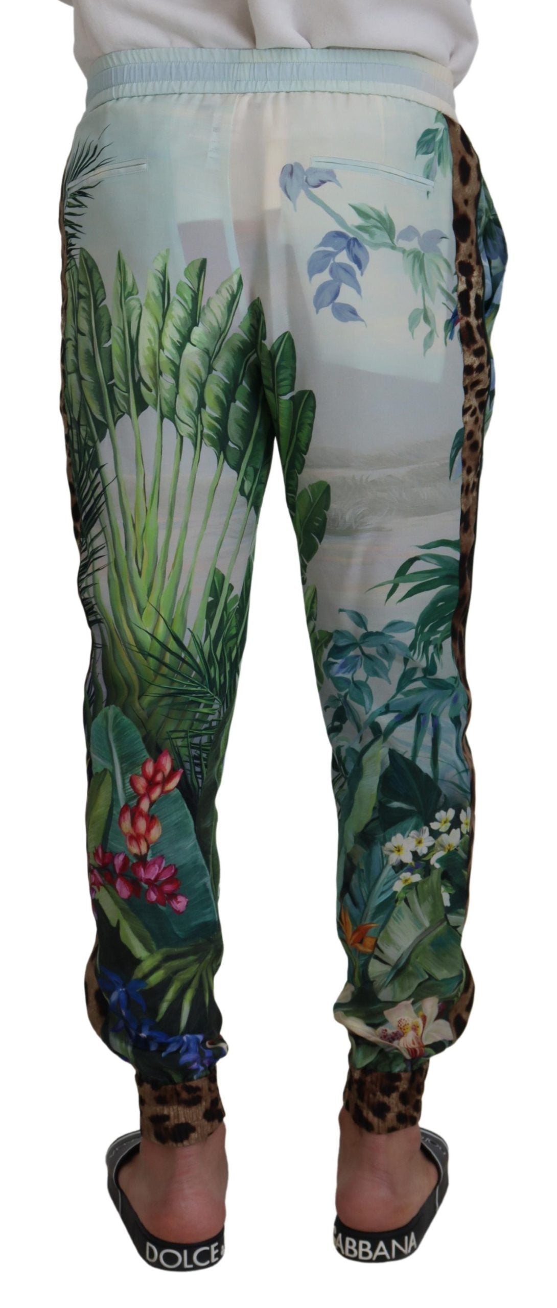 Dolce & Gabbana White Floral Printed Men Jogger Pants | Regal Royce