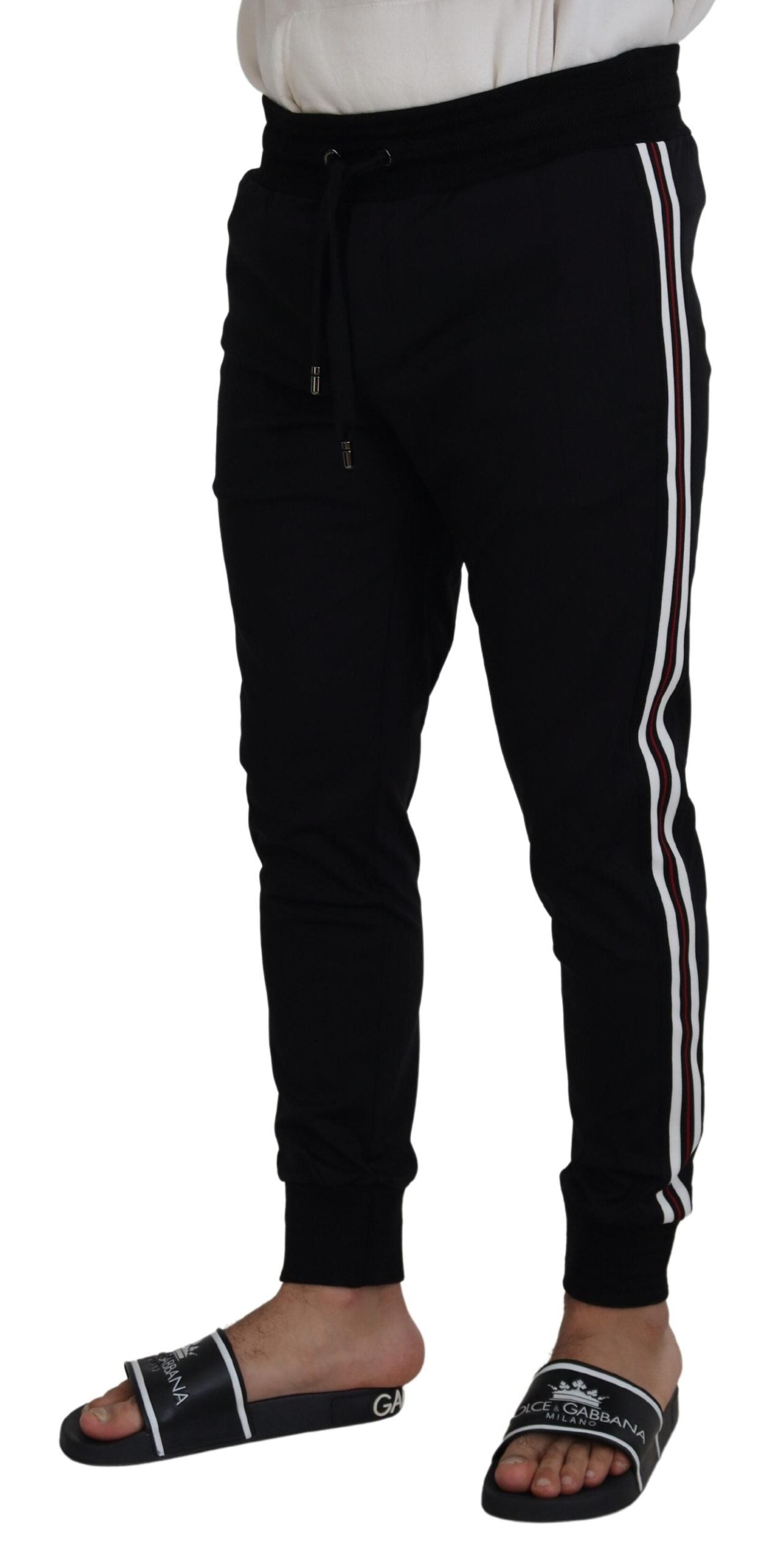 Dolce & Gabbana Black DG Print Mens Jogger Pants | Regal Royce