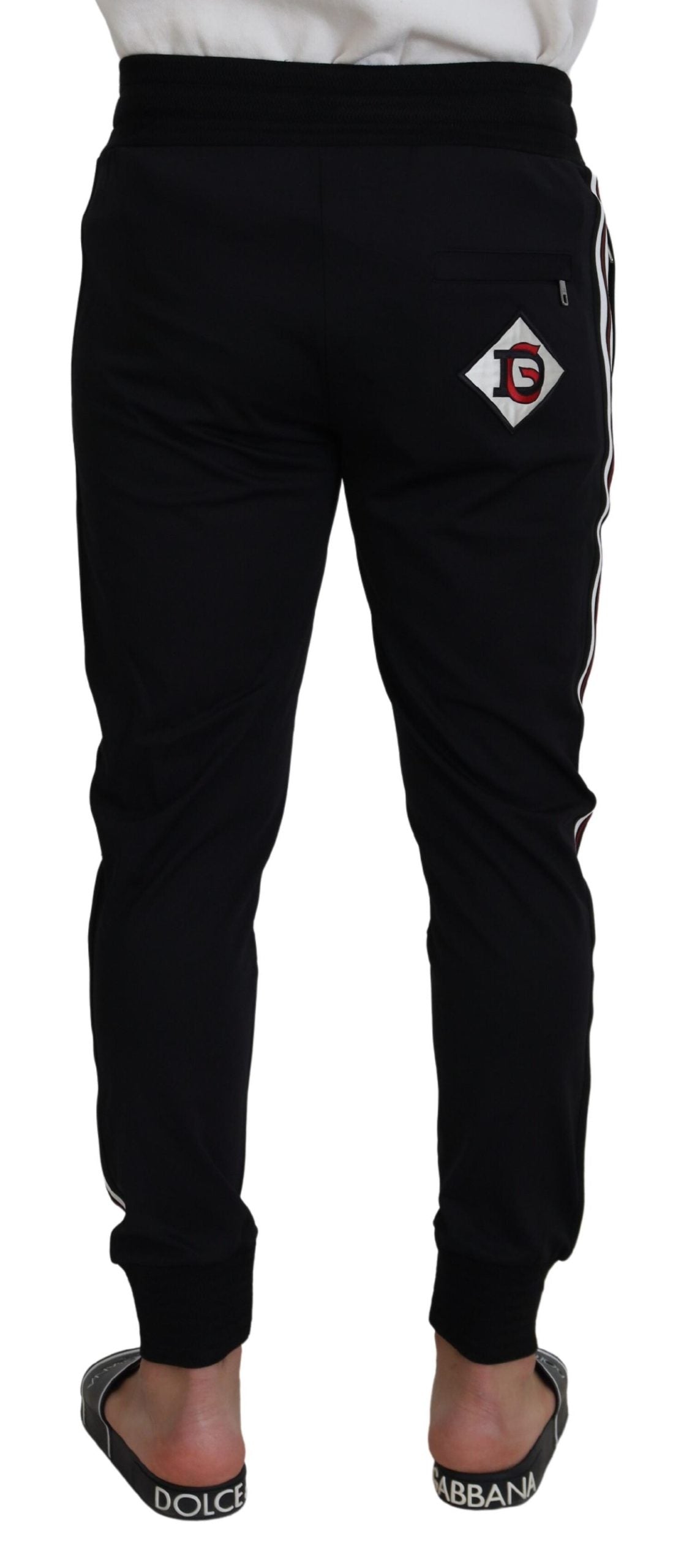 Dolce & Gabbana Black DG Print Mens Jogger Pants | Regal Royce