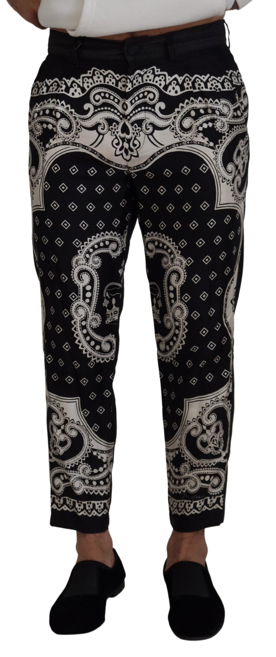 Dolce & Gabbana Black Silk Bandana Print Pants | Regal Royce