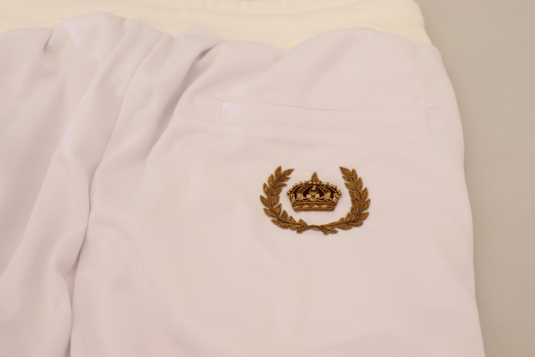Dolce & Gabbana White Polyester Crown Logo Jogger Pants | Regal Royce