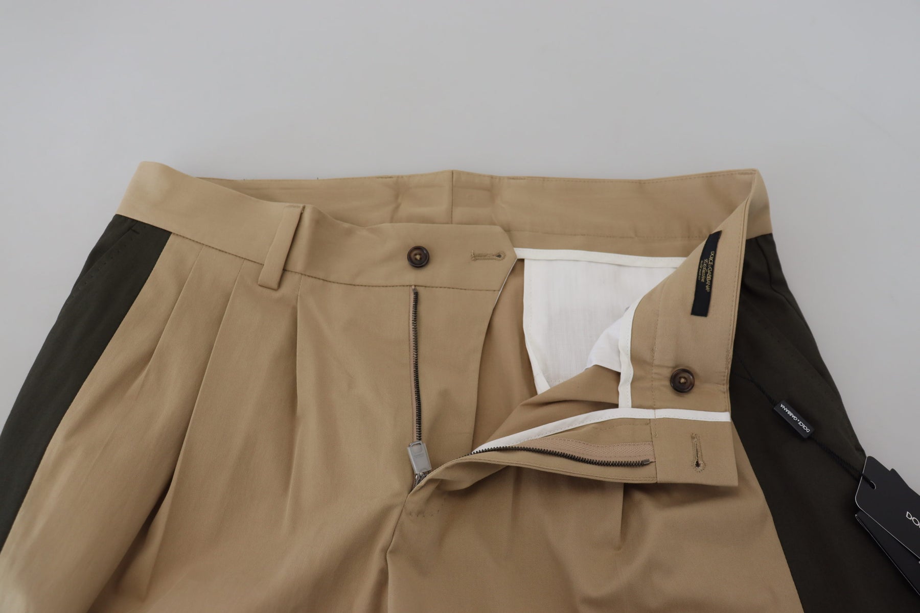 Dolce & Gabbana Brown Black Cotton Chino Men Pants | Regal Royce