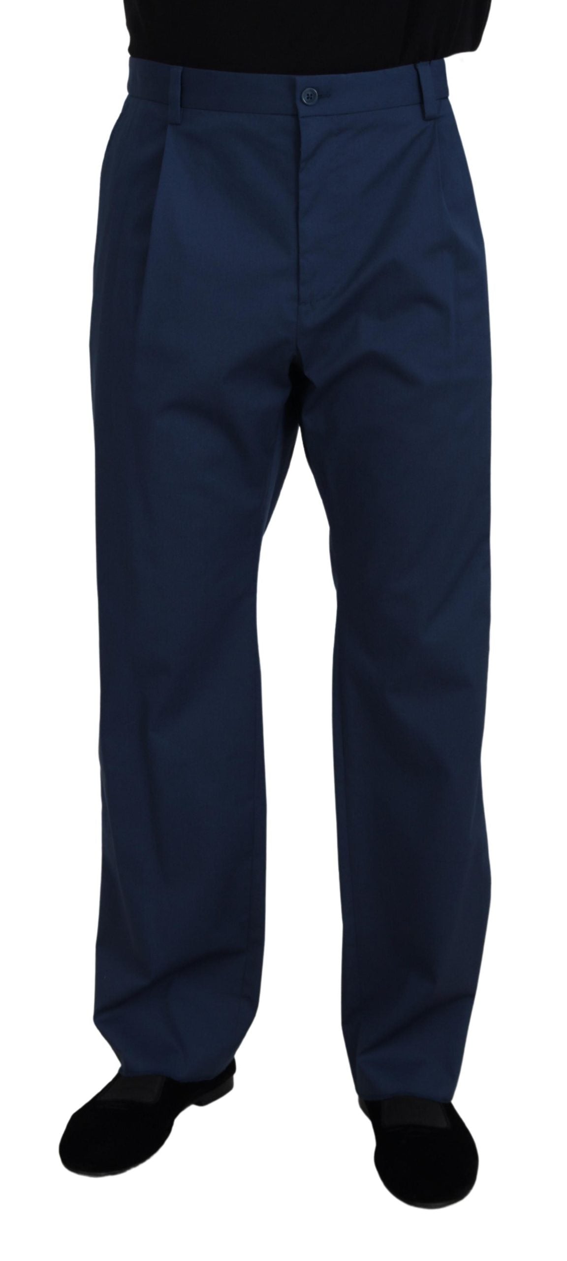 Dolce & Gabbana Blue Cotton Straight Fit Pants | Regal Royce