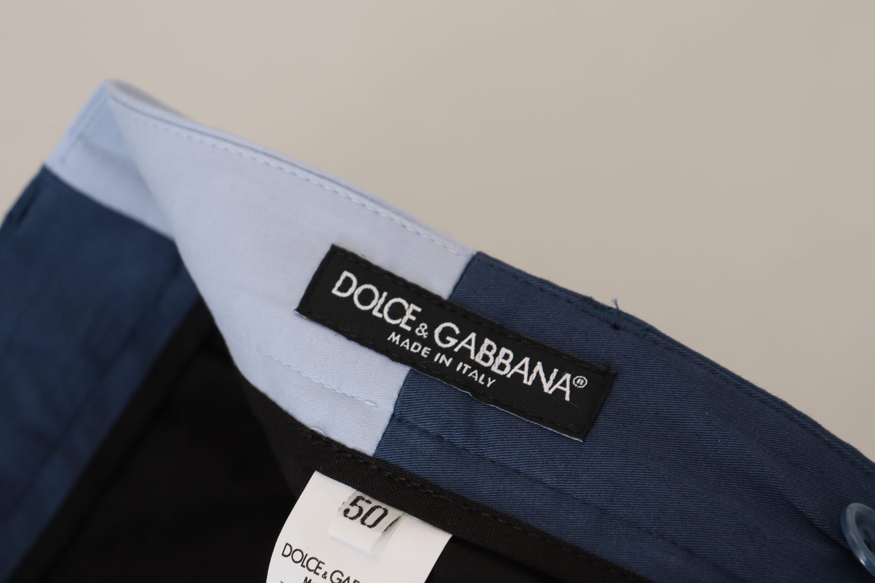 Dolce & Gabbana Blue Cotton Straight Fit Pants | Regal Royce