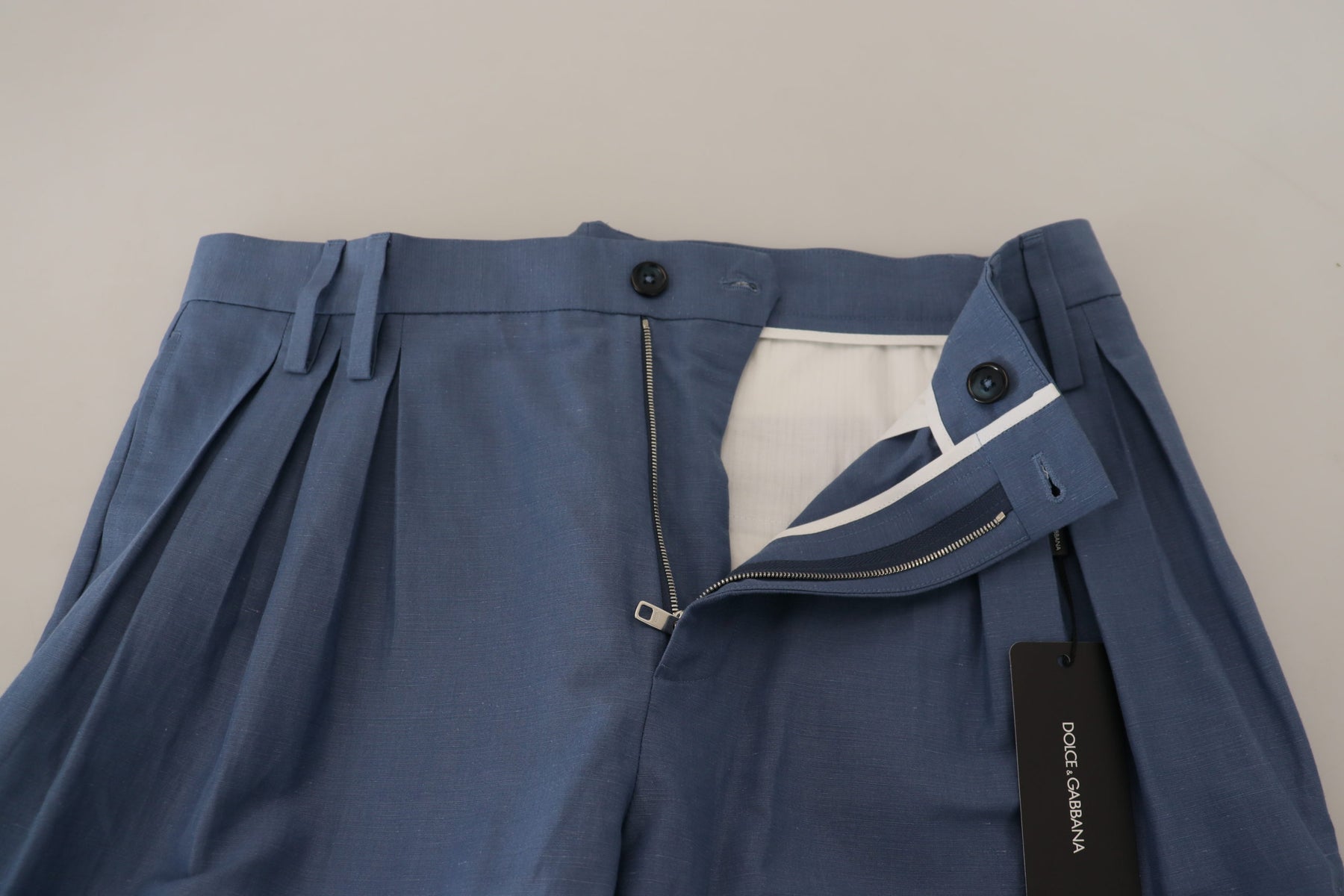 Dolce & Gabbana Blue Linen Chino Men Formal Pants | Regal Royce
