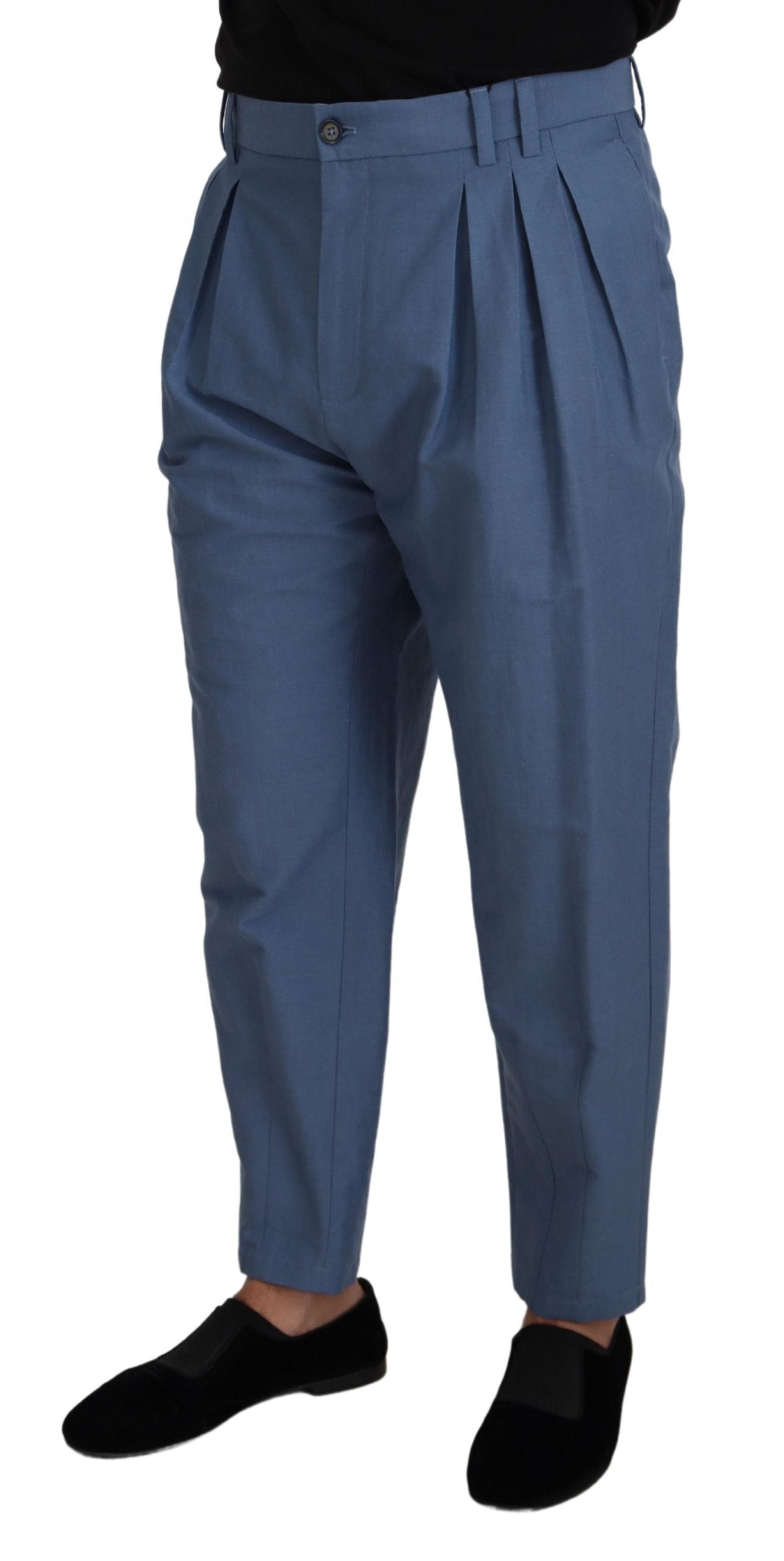 Dolce & Gabbana Blue Linen Chino Formal Pants | Regal Royce