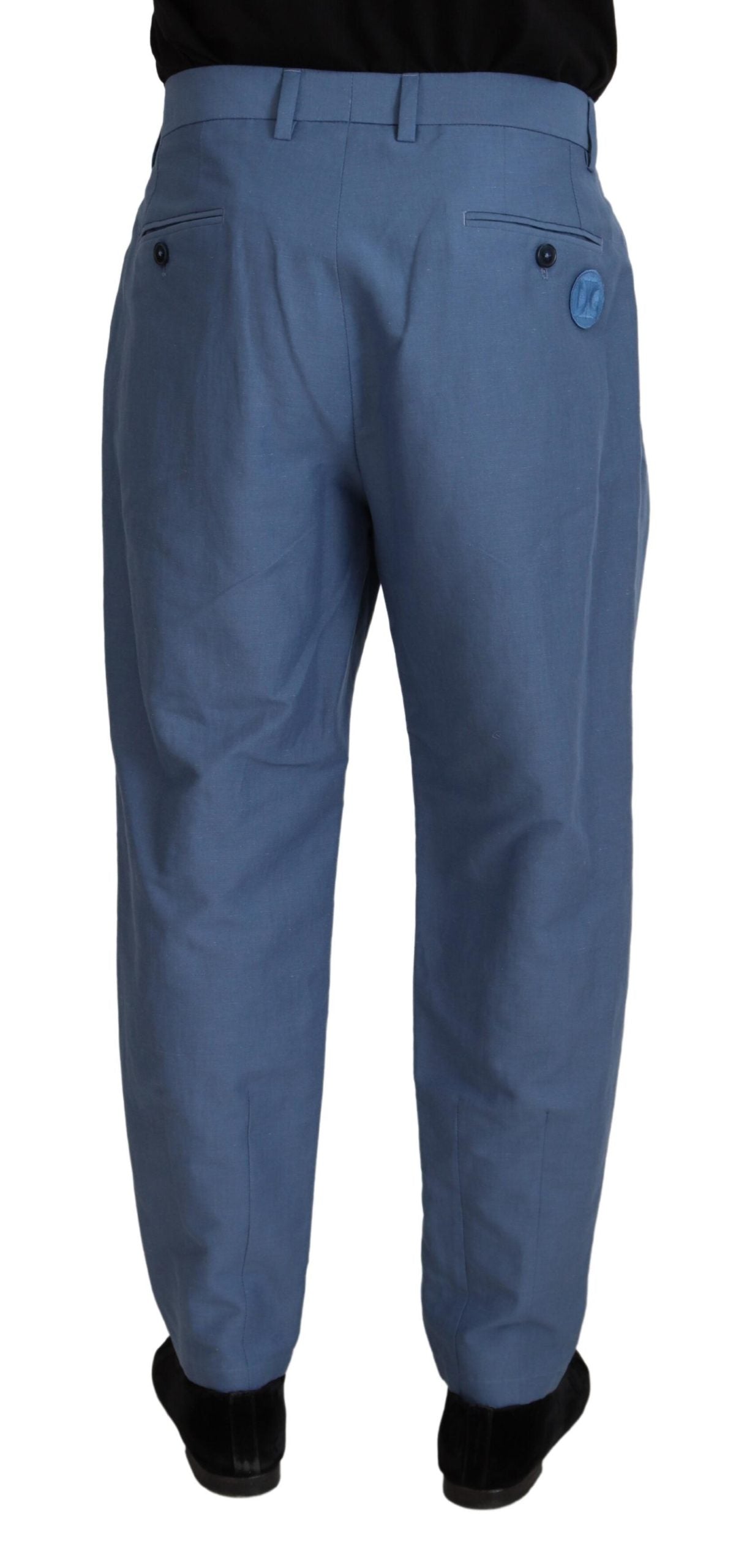 Dolce & Gabbana Blue Linen Chino Formal Pants | Regal Royce