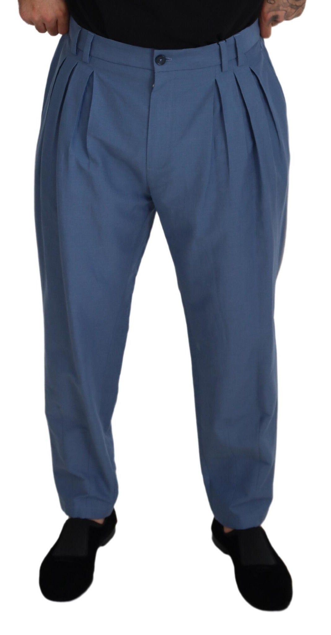 Dolce & Gabbana Blue Linen Chino Formal Pants | Regal Royce