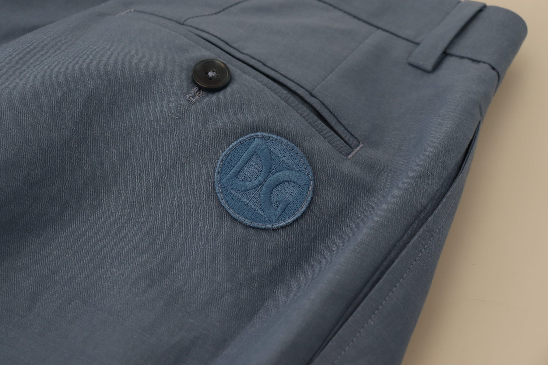 Dolce & Gabbana Blue Linen Chino Formal Pants | Regal Royce