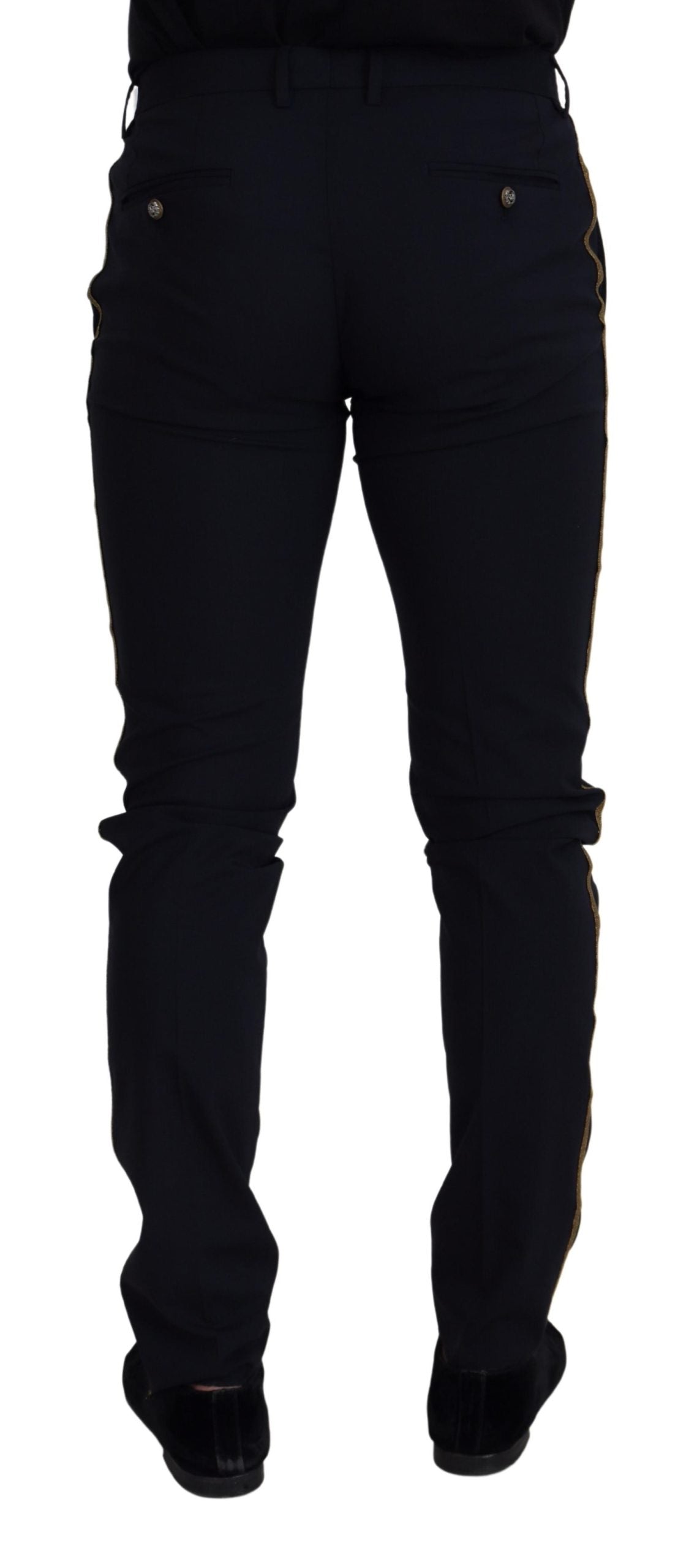 Dolce & Gabbana Black Wool Slim Formal Pants | Regal Royce