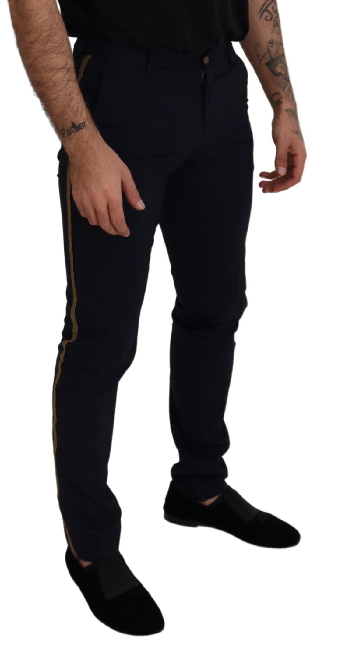 Dolce & Gabbana Black Wool Slim Formal Pants | Regal Royce