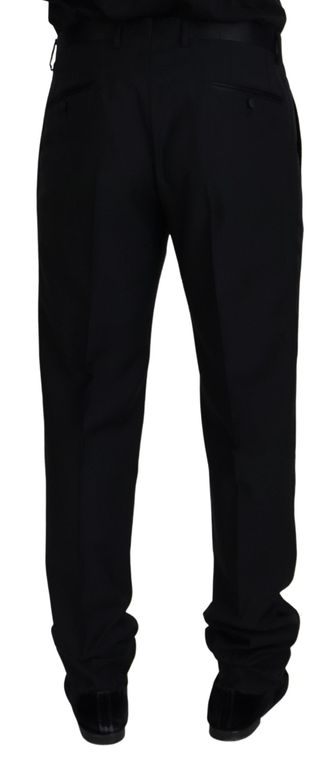 Dolce & Gabbana Black Wool Chino Formal Pants | Regal Royce