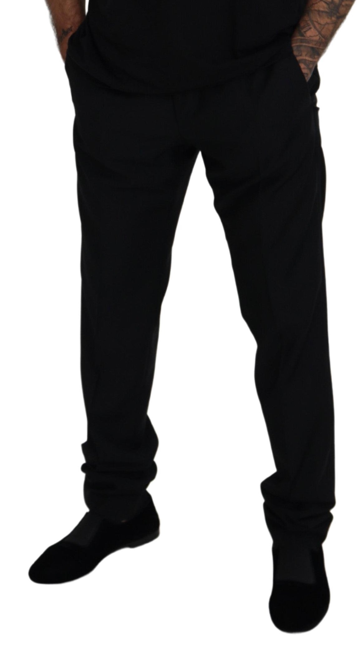 Dolce & Gabbana Black Wool Chino Formal Pants | Regal Royce