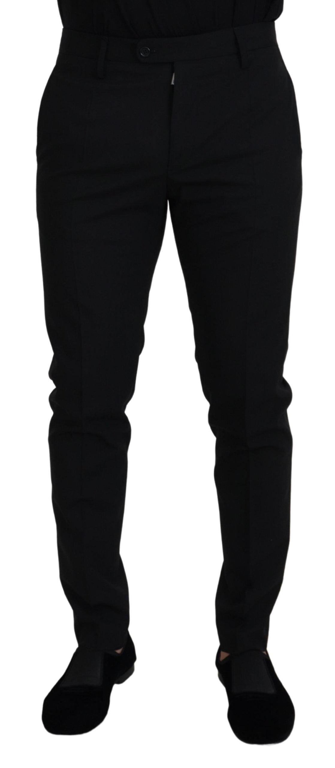 Dolce & Gabbana Black Polyester Chino Formal Pants | Regal Royce