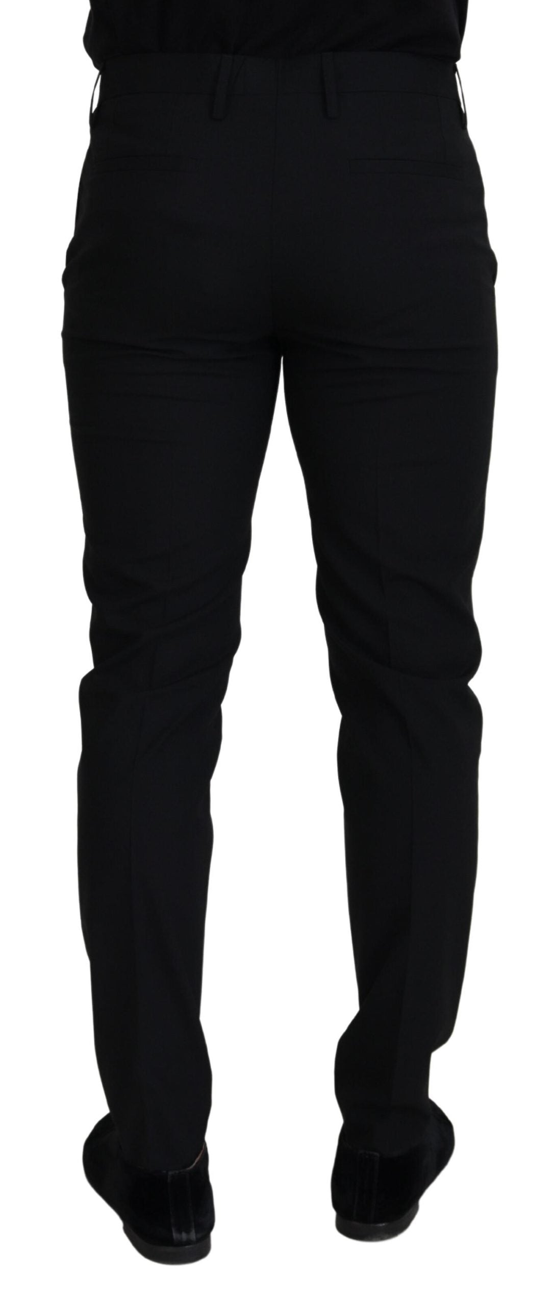 Dolce & Gabbana Black Polyester Chino Formal Pants | Regal Royce