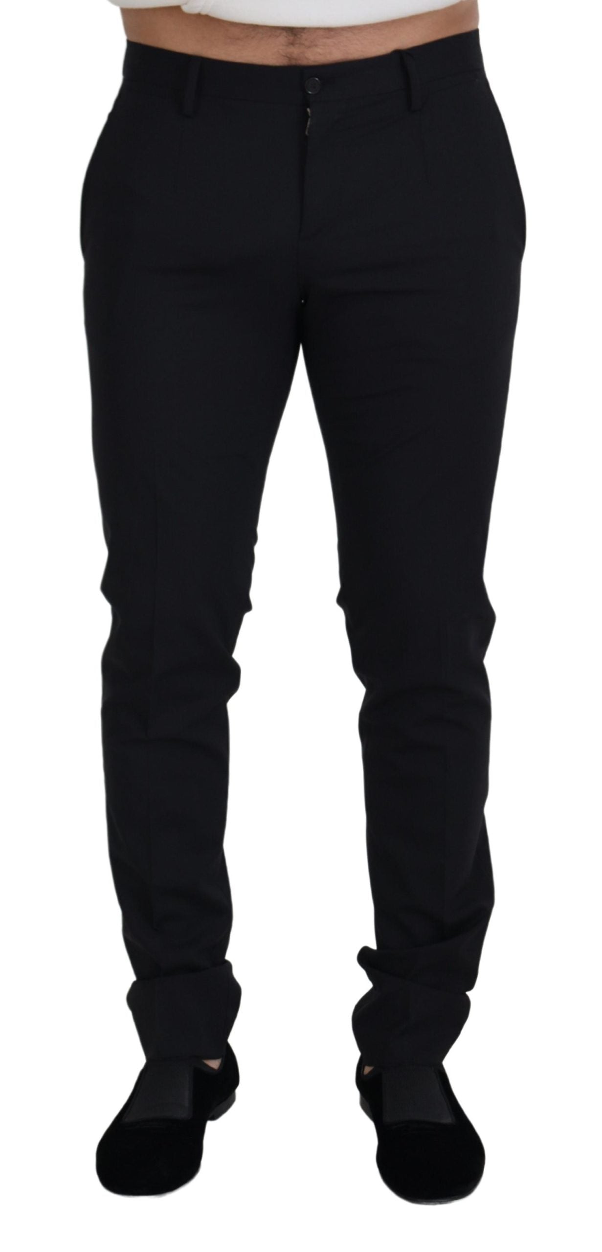 Dolce & Gabbana Black Wool Chino Formal Pants | Regal Royce