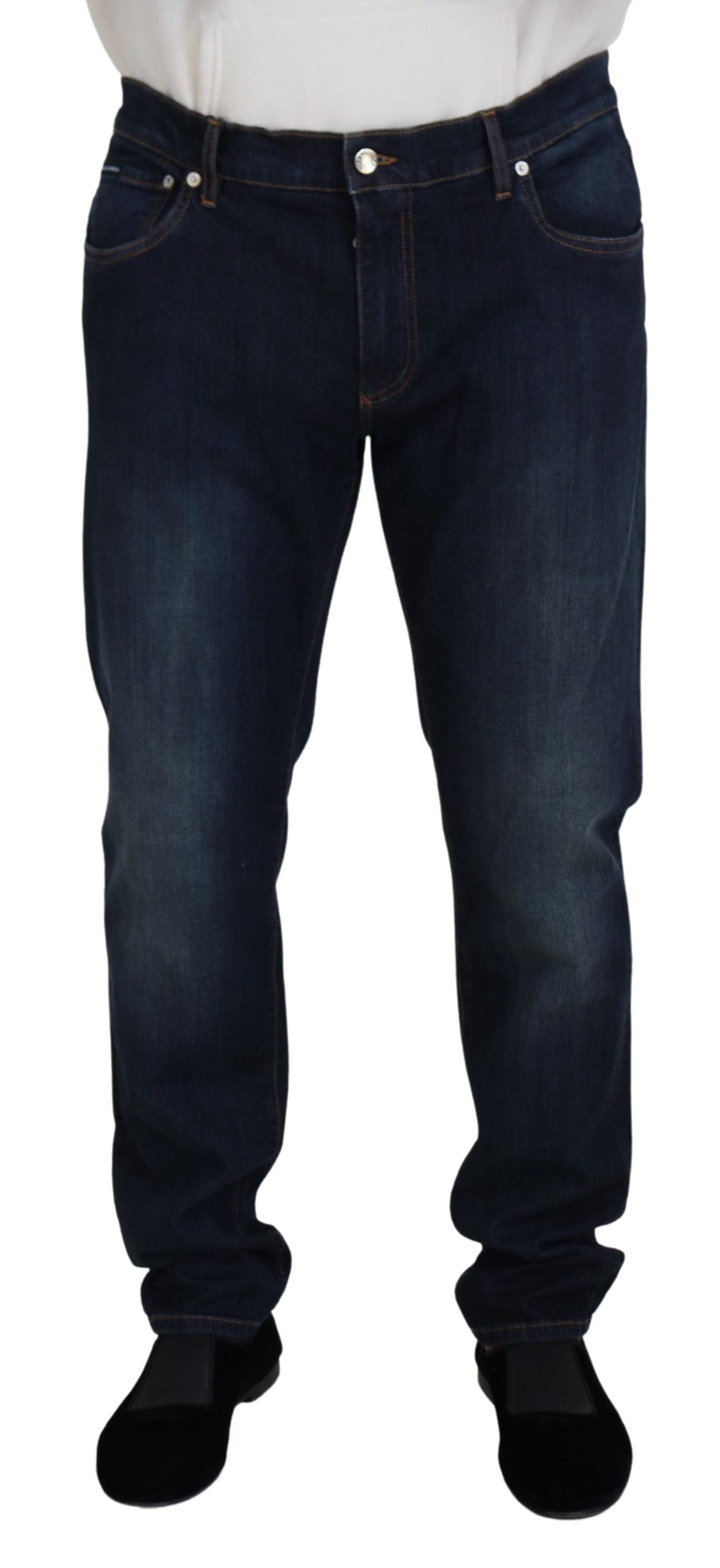 Dolce & Gabbana Blue Cotton Straight Fit Casual Denim Jeans | Regal Royce