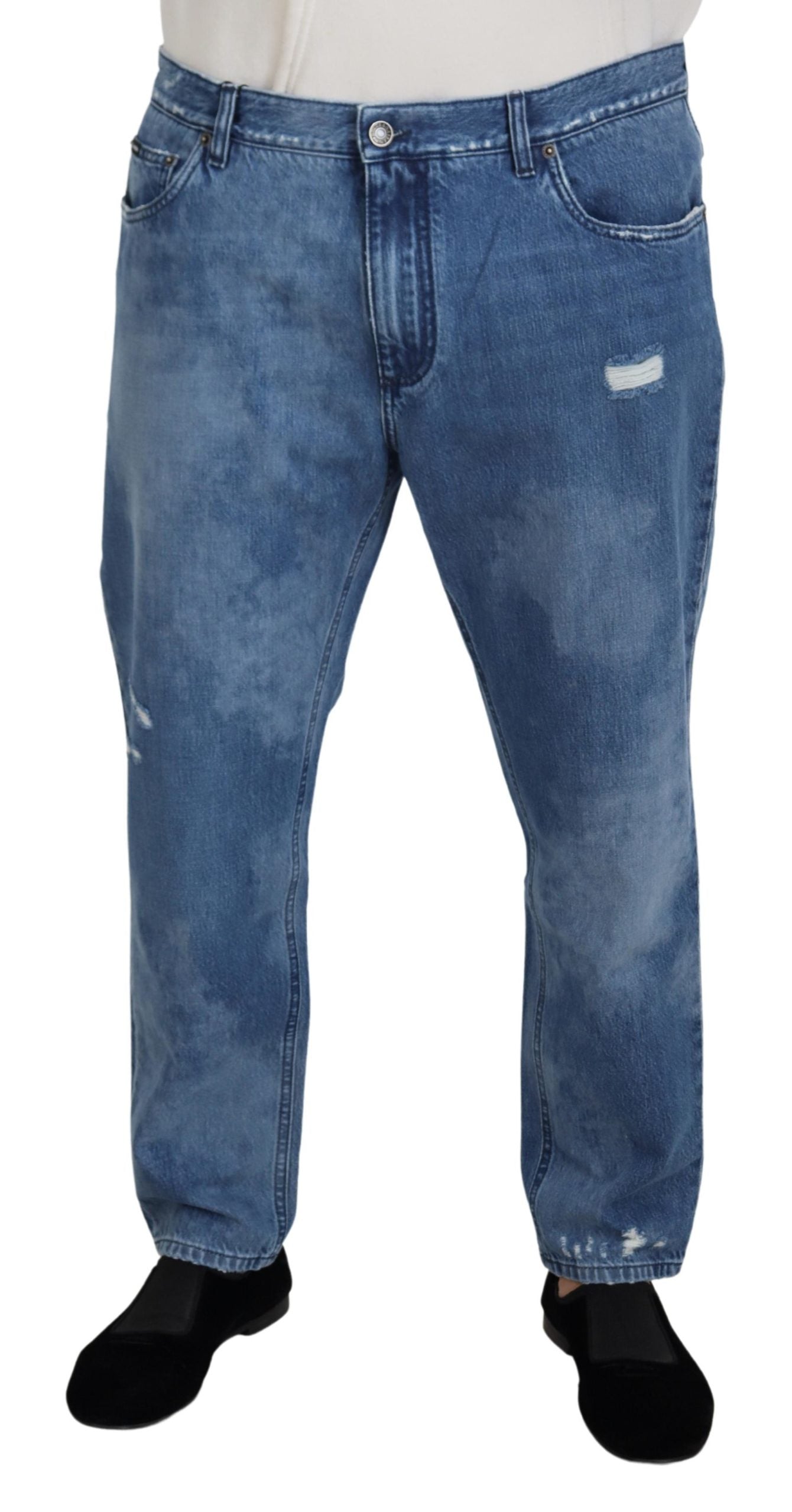 Dolce & Gabbana Blue Washed Cotton Casual Denim Jeans | Regal Royce