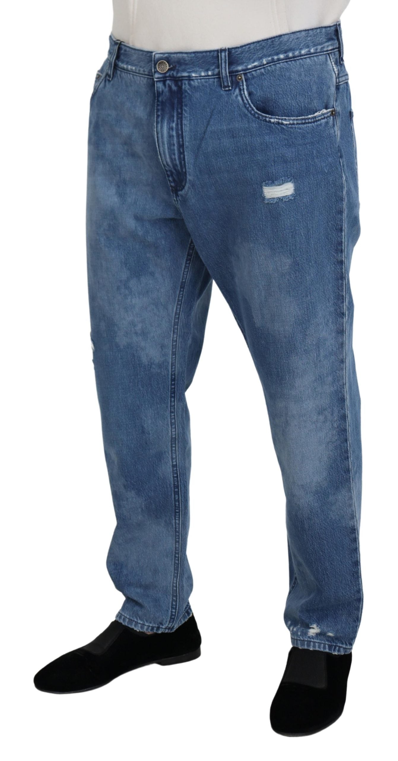Dolce & Gabbana Blue Washed Cotton Casual Denim Jeans | Regal Royce
