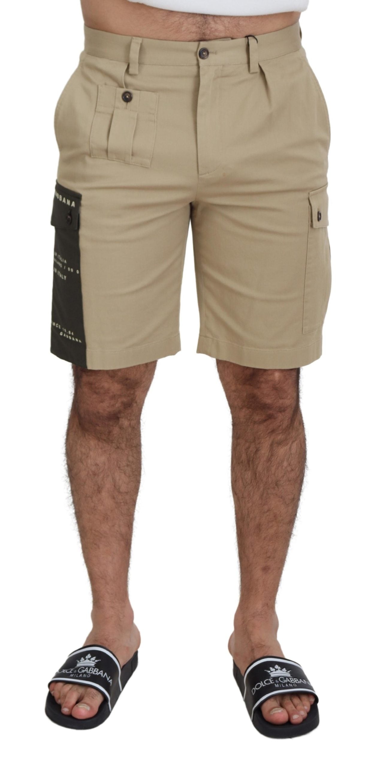 Dolce & Gabbana Beige Cotton Cargo Bermuda Shorts | Regal Royce