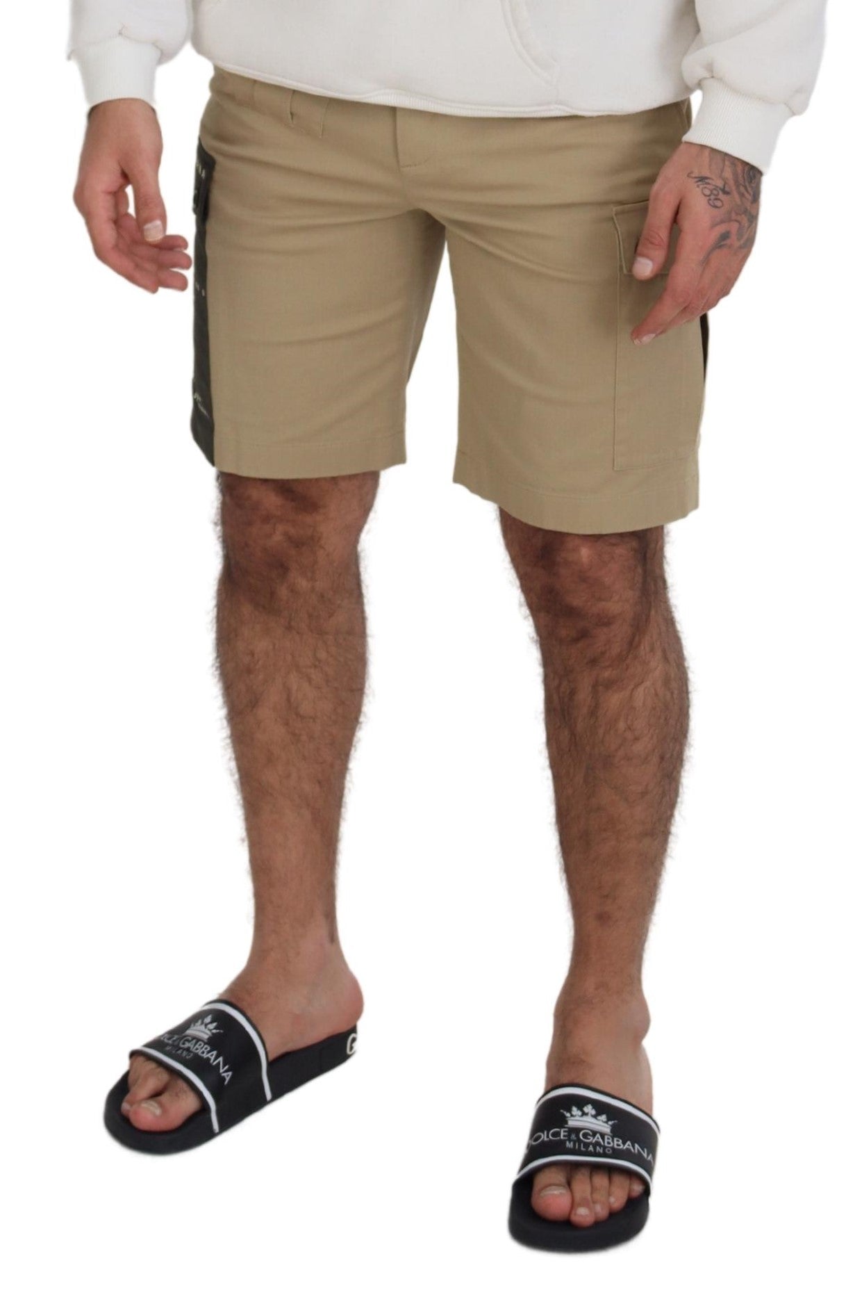 Dolce & Gabbana Beige Cotton Cargo Bermuda Shorts | Regal Royce