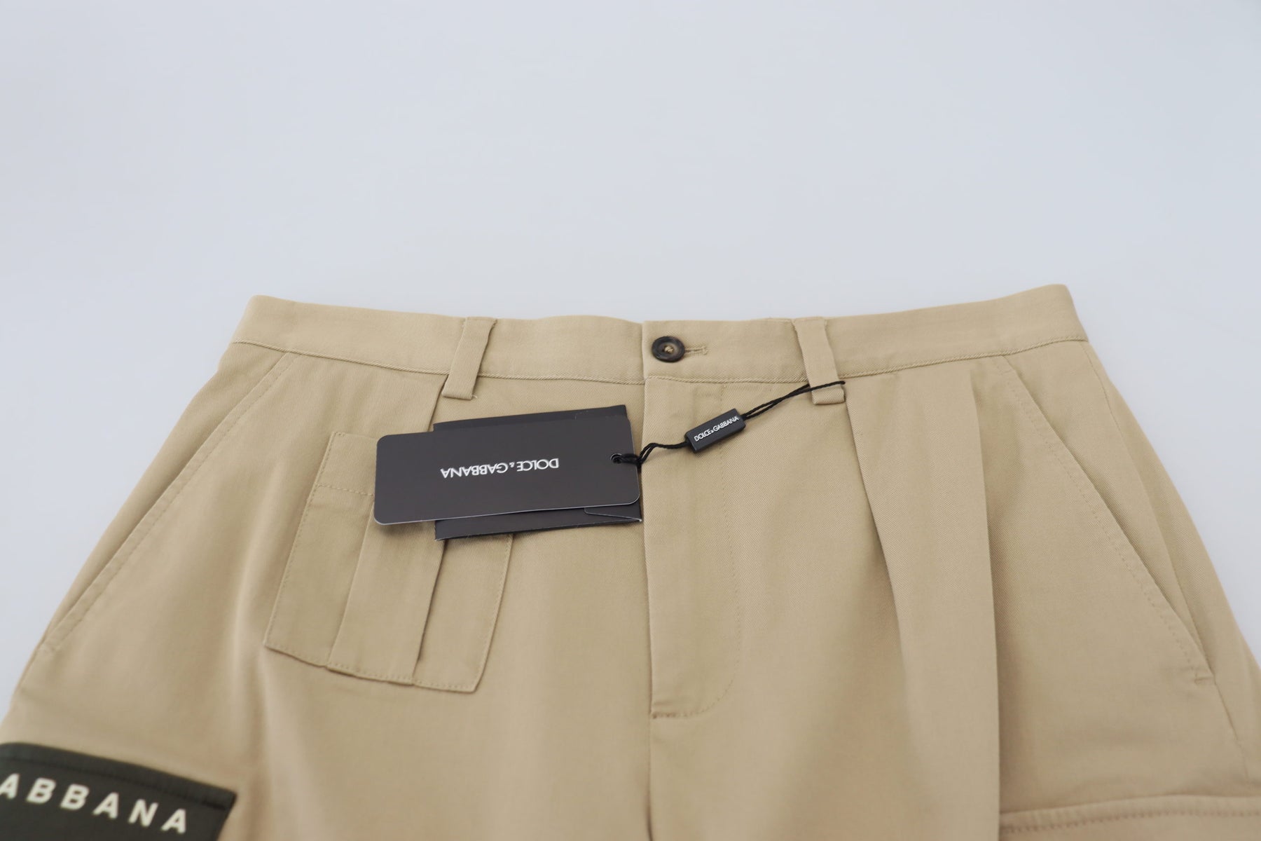 Dolce & Gabbana Beige Cotton Cargo Bermuda Shorts | Regal Royce