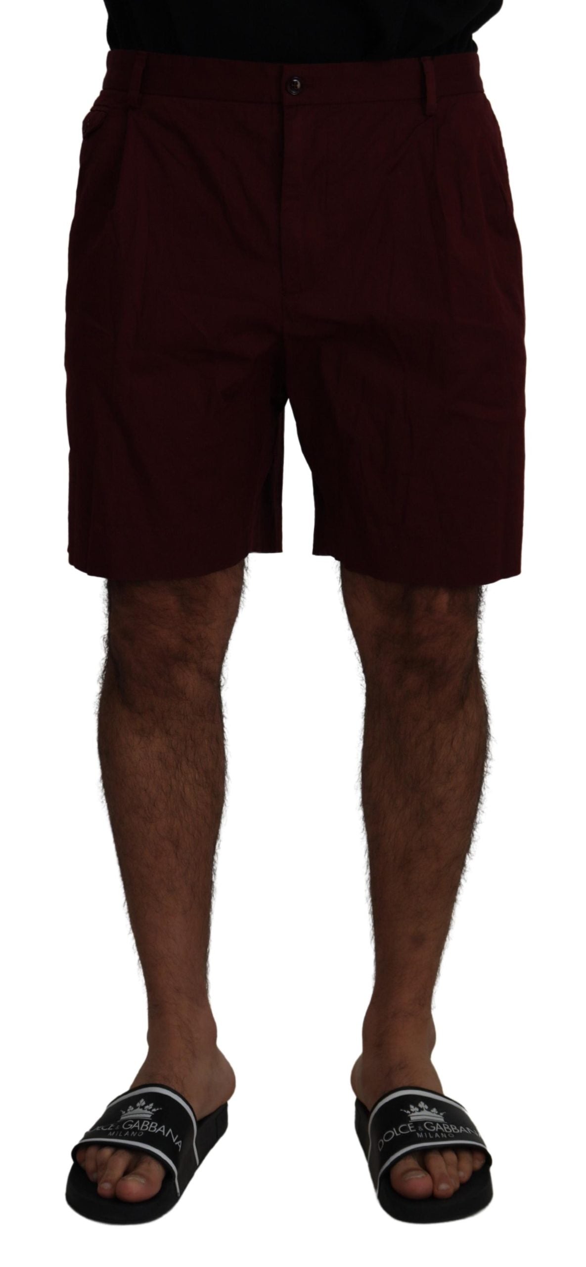 Dolce & Gabbana Maroon Cotton Bermuda Casual Shorts | Regal Royce