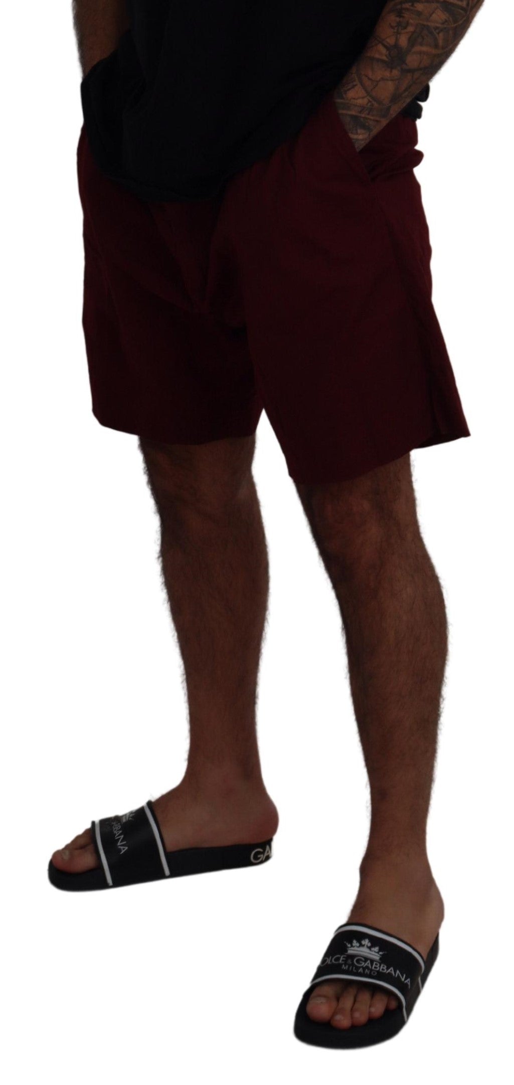 Dolce & Gabbana Maroon Cotton Bermuda Casual Shorts | Regal Royce