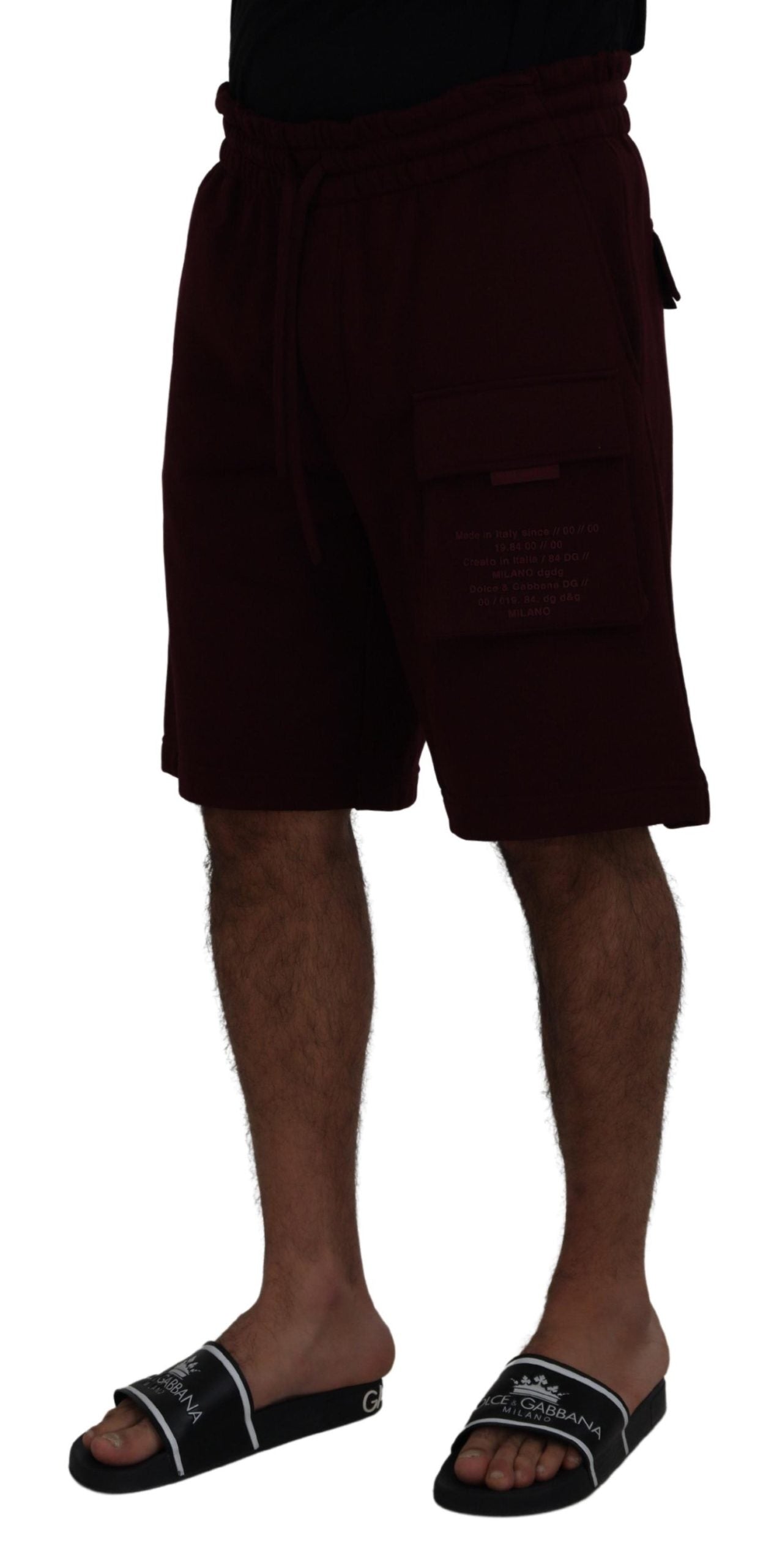 Dolce & Gabbana Maroon Bermuda Cargo Men Shorts | Regal Royce
