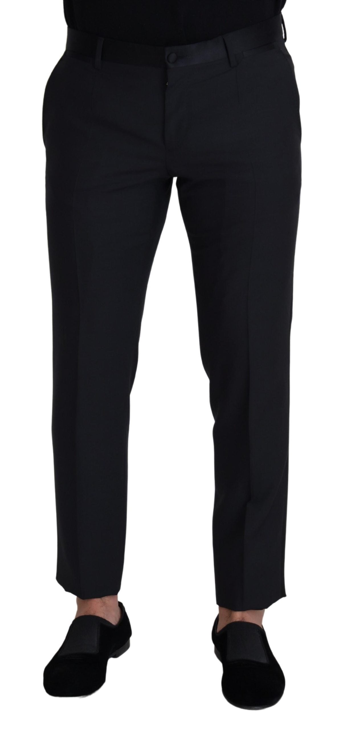 Dolce & Gabbana Black Wool Men Formal Pants | Regal Royce