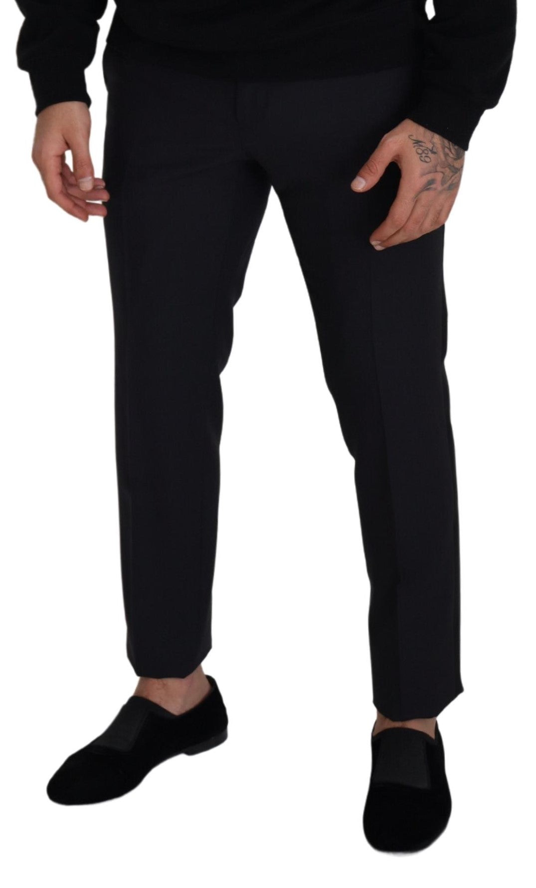 Dolce & Gabbana Black Wool Men Formal Pants | Regal Royce