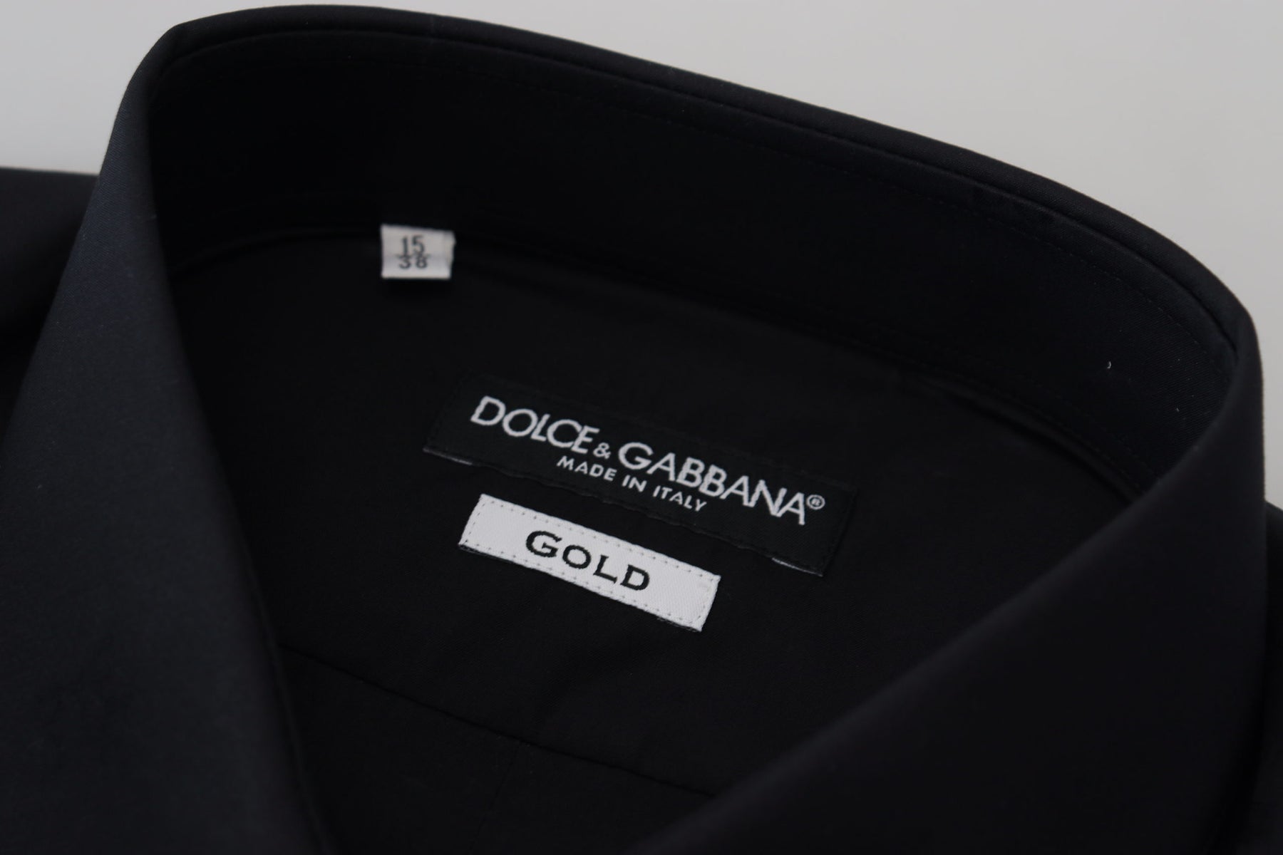 Dolce & Gabbana Black Cotton Slim Fit Formal Dress GOLD Shirt | Regal Royce