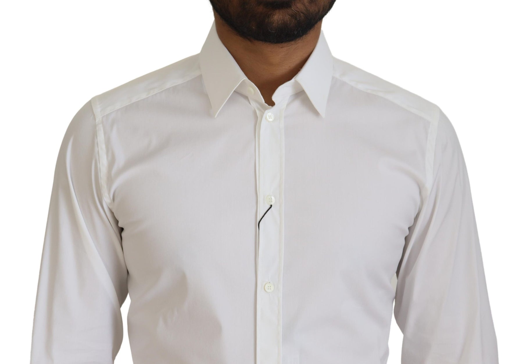 Dolce & Gabbana White Cotton Slim Fit Formal Dress GOLD Shirt | Regal Royce