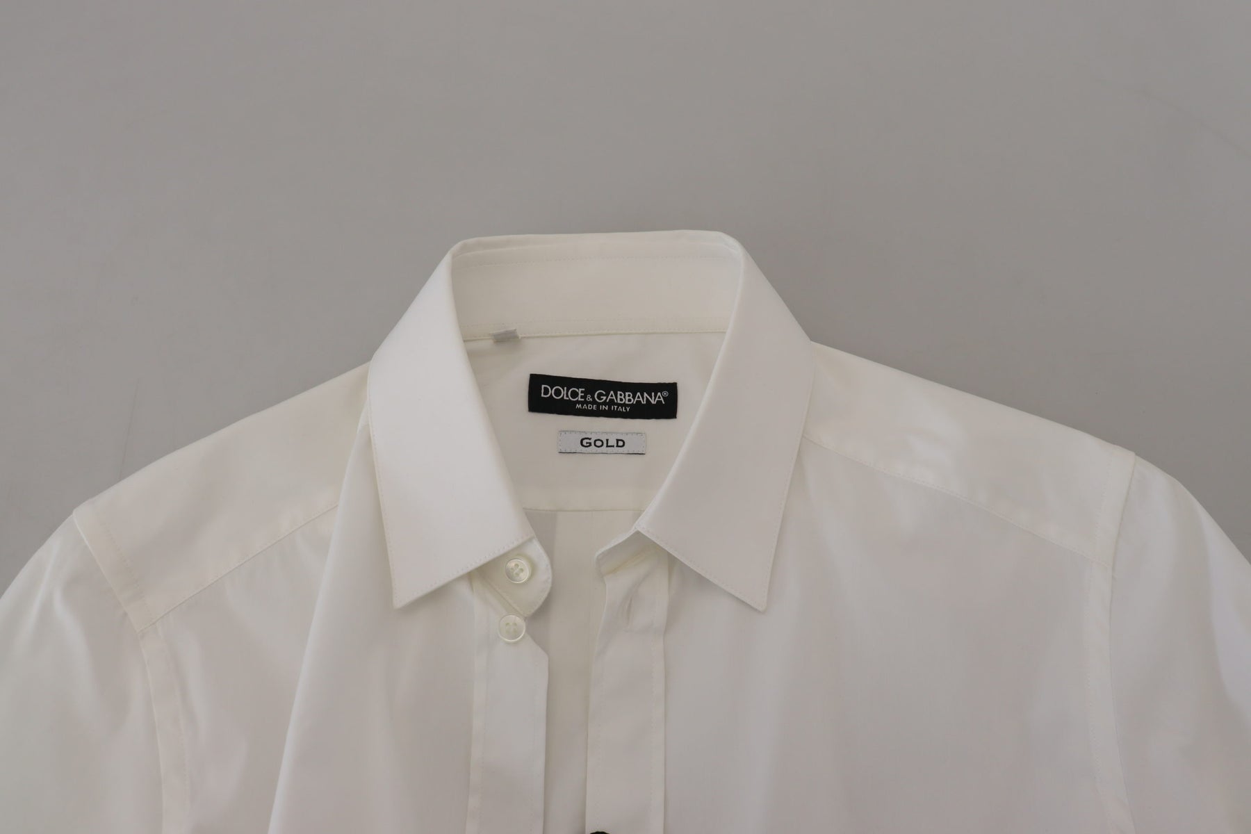 Dolce & Gabbana White Cotton Slim Fit Formal Dress GOLD Shirt | Regal Royce