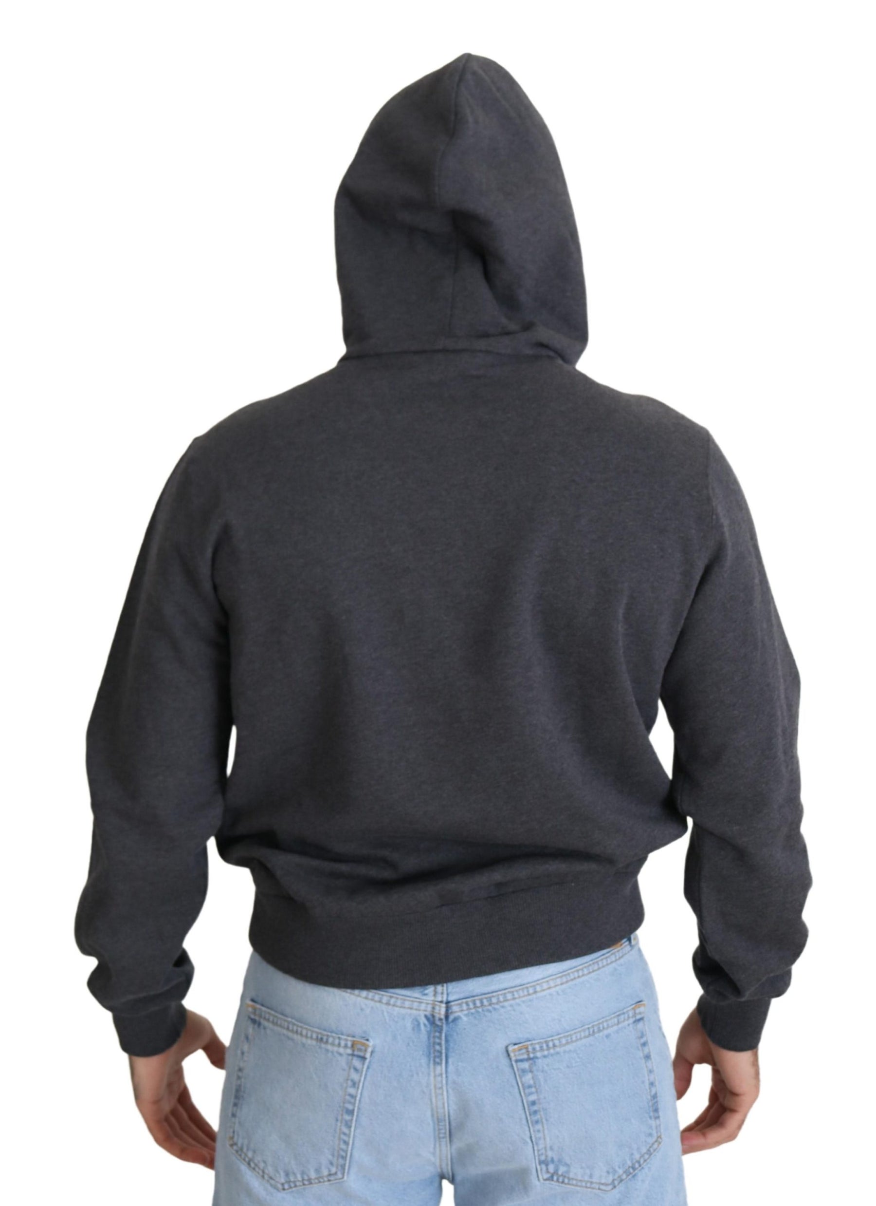 Dolce & Gabbana Gray Logo Cotton Hooded Sweatshirt Sweater | Regal Royce