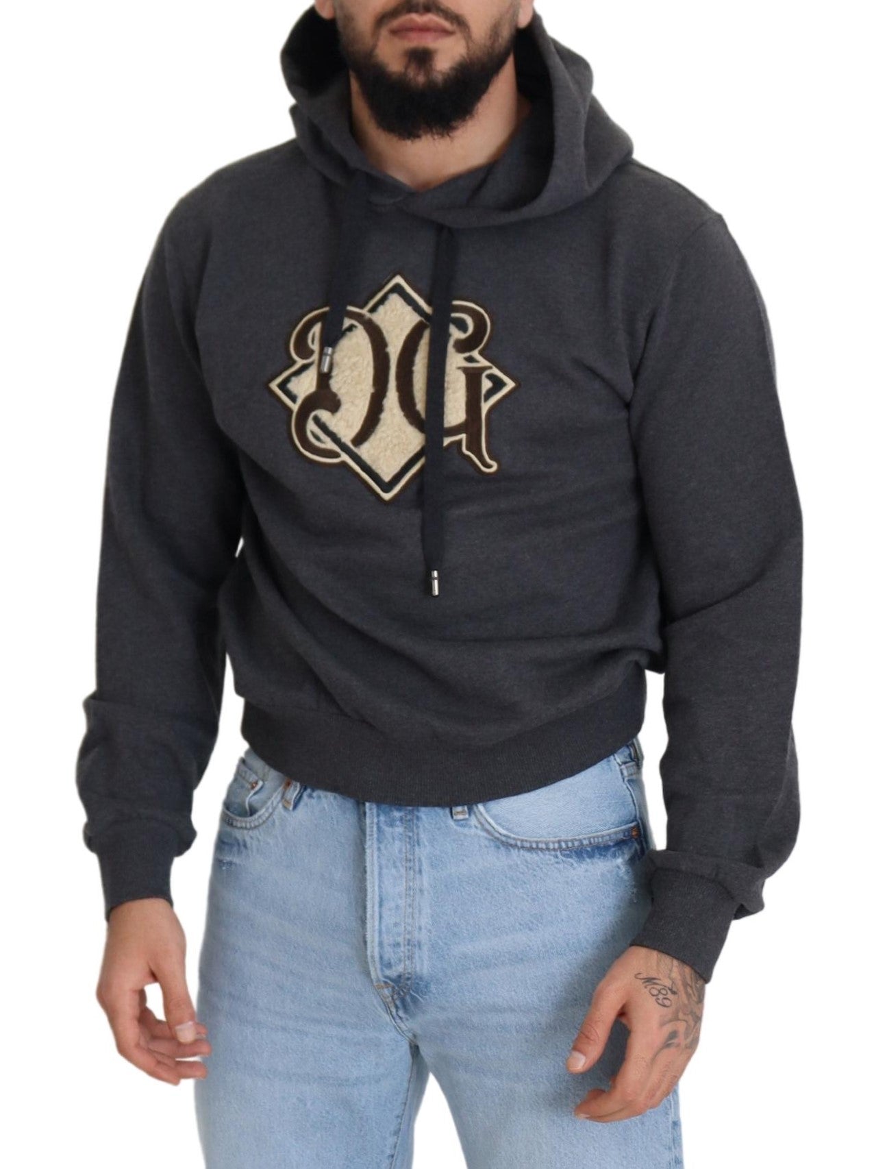 Dolce & Gabbana Gray Logo Cotton Hooded Sweatshirt Sweater | Regal Royce