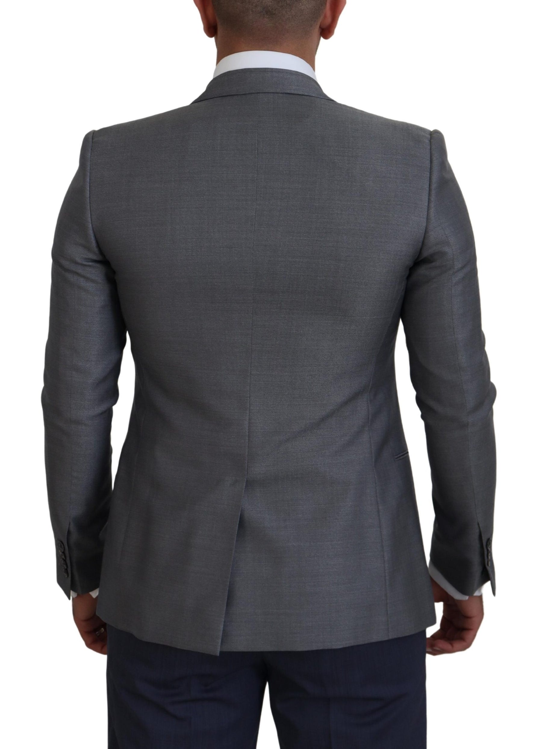 Dolce & Gabbana Gray Wool Silk Slim Fit Jacket Blazer | Regal Royce