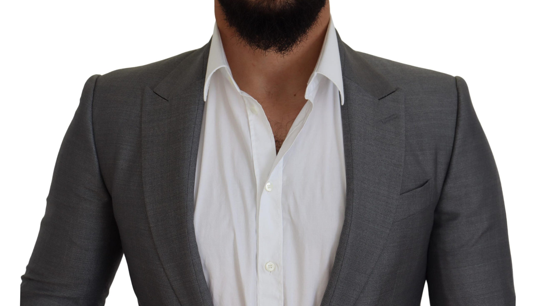 Dolce & Gabbana Gray Wool Silk Slim Fit Jacket Blazer | Regal Royce