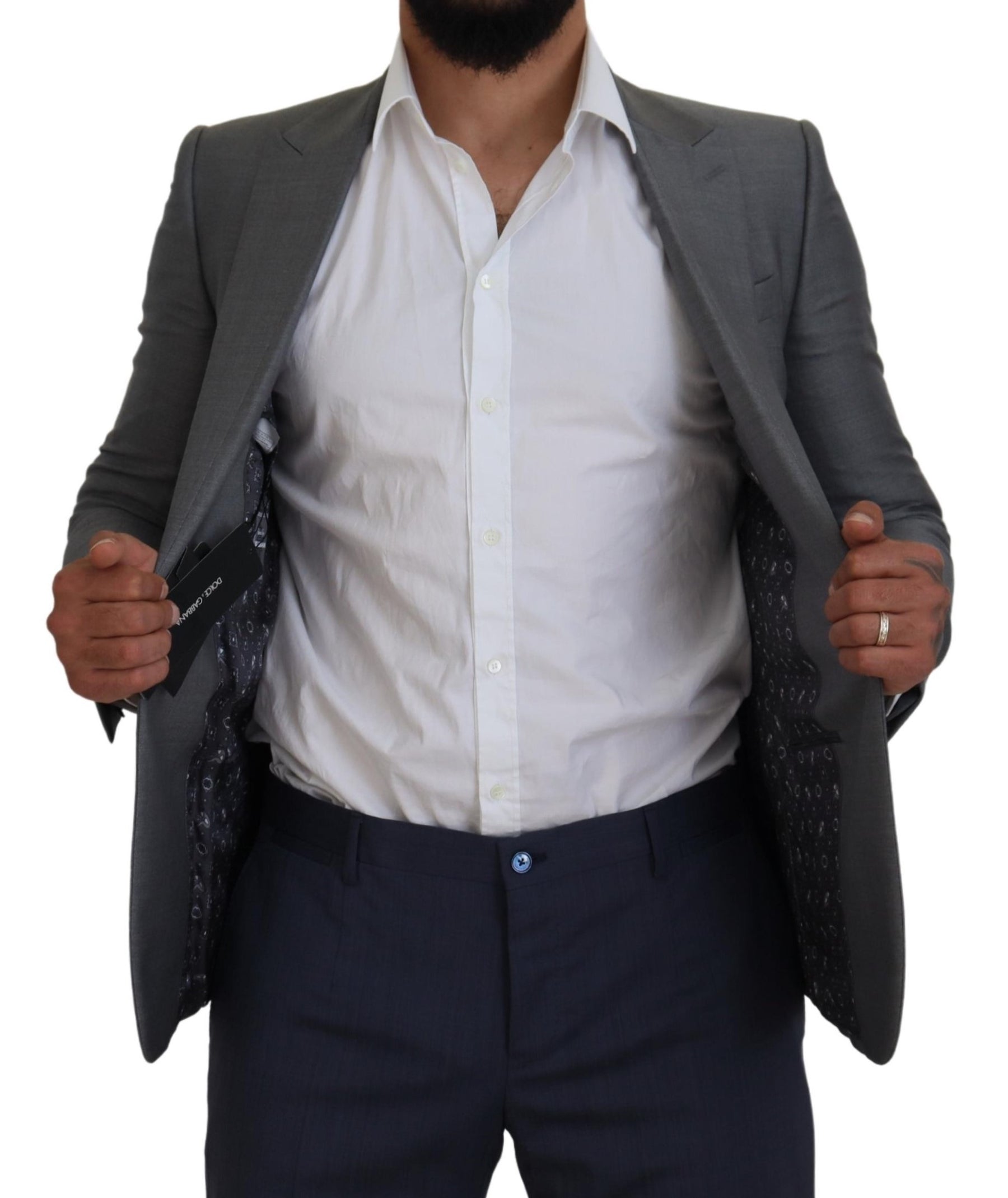 Dolce & Gabbana Gray Wool Silk Slim Fit Jacket Blazer | Regal Royce