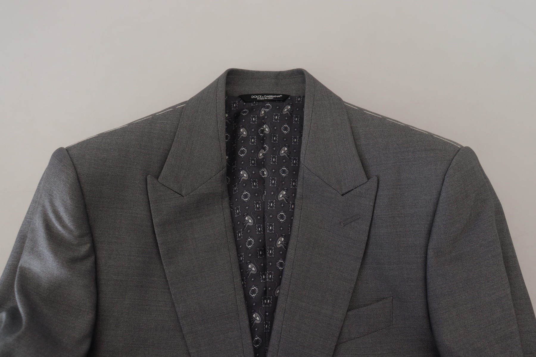 Dolce & Gabbana Gray Wool Silk Slim Fit Jacket Blazer | Regal Royce