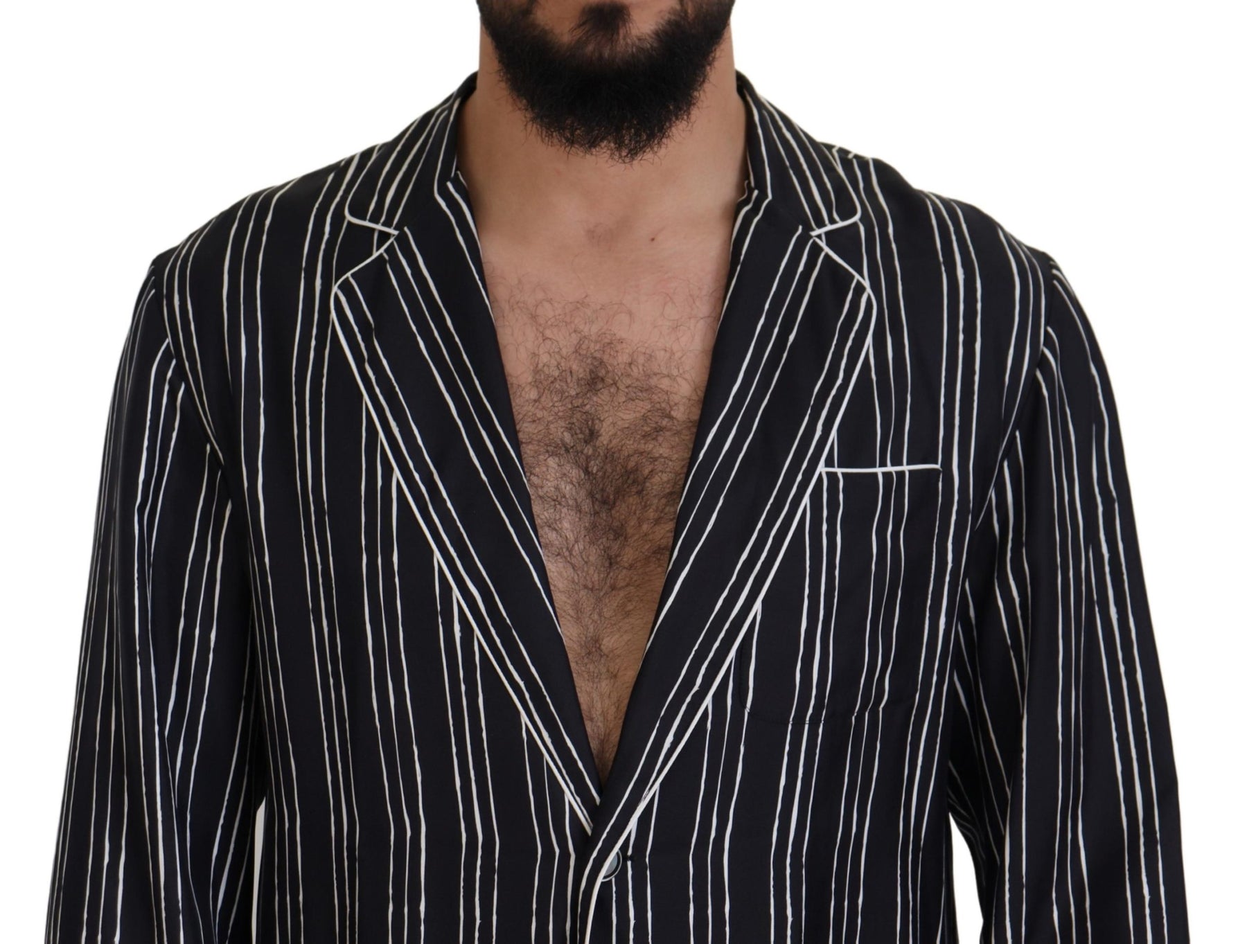 Dolce & Gabbana Blue Striped Silk Pajama Shirt Jacket | Regal Royce