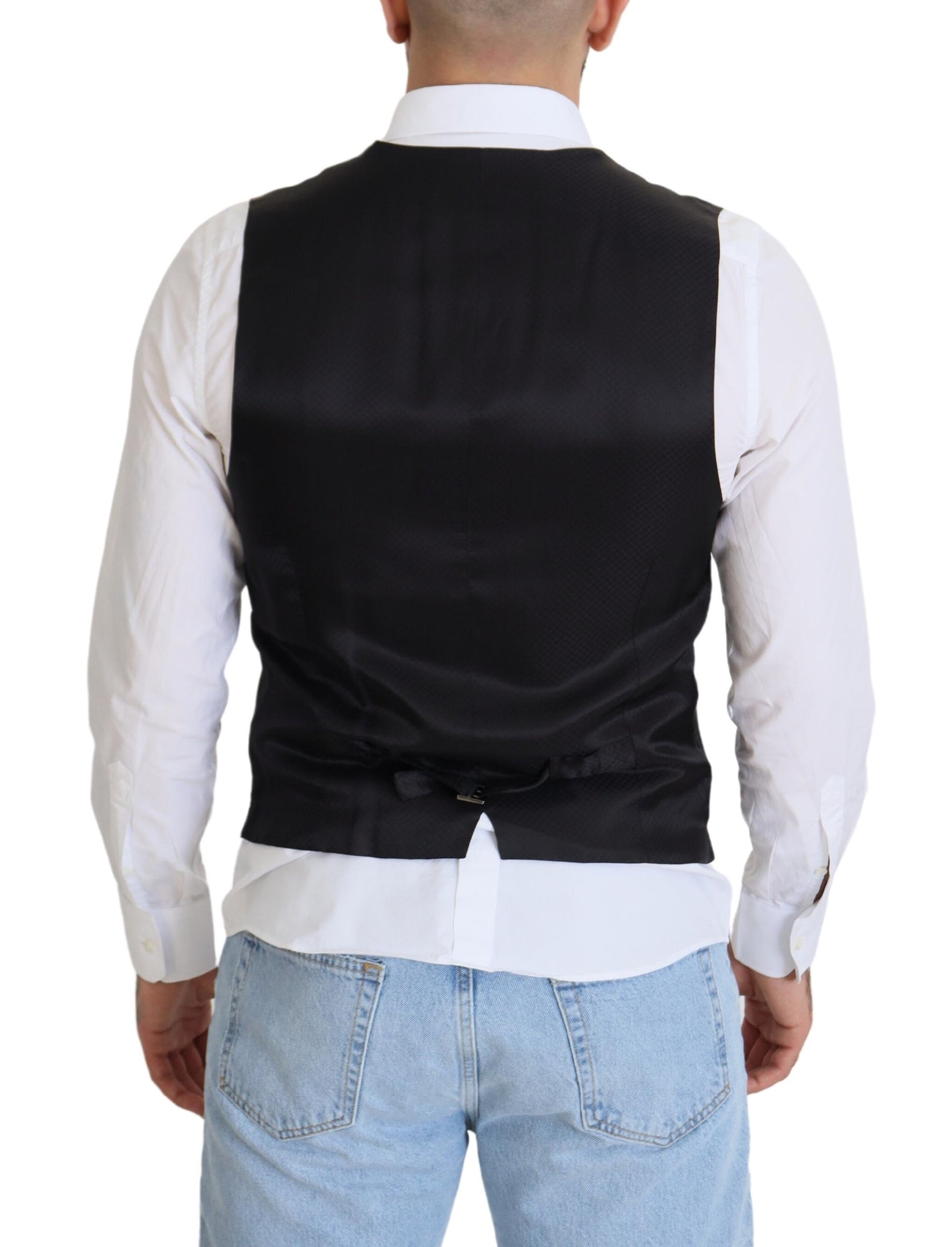 Dolce & Gabbana Black Wool Stretch Waistcoat Formal Vest | Regal Royce