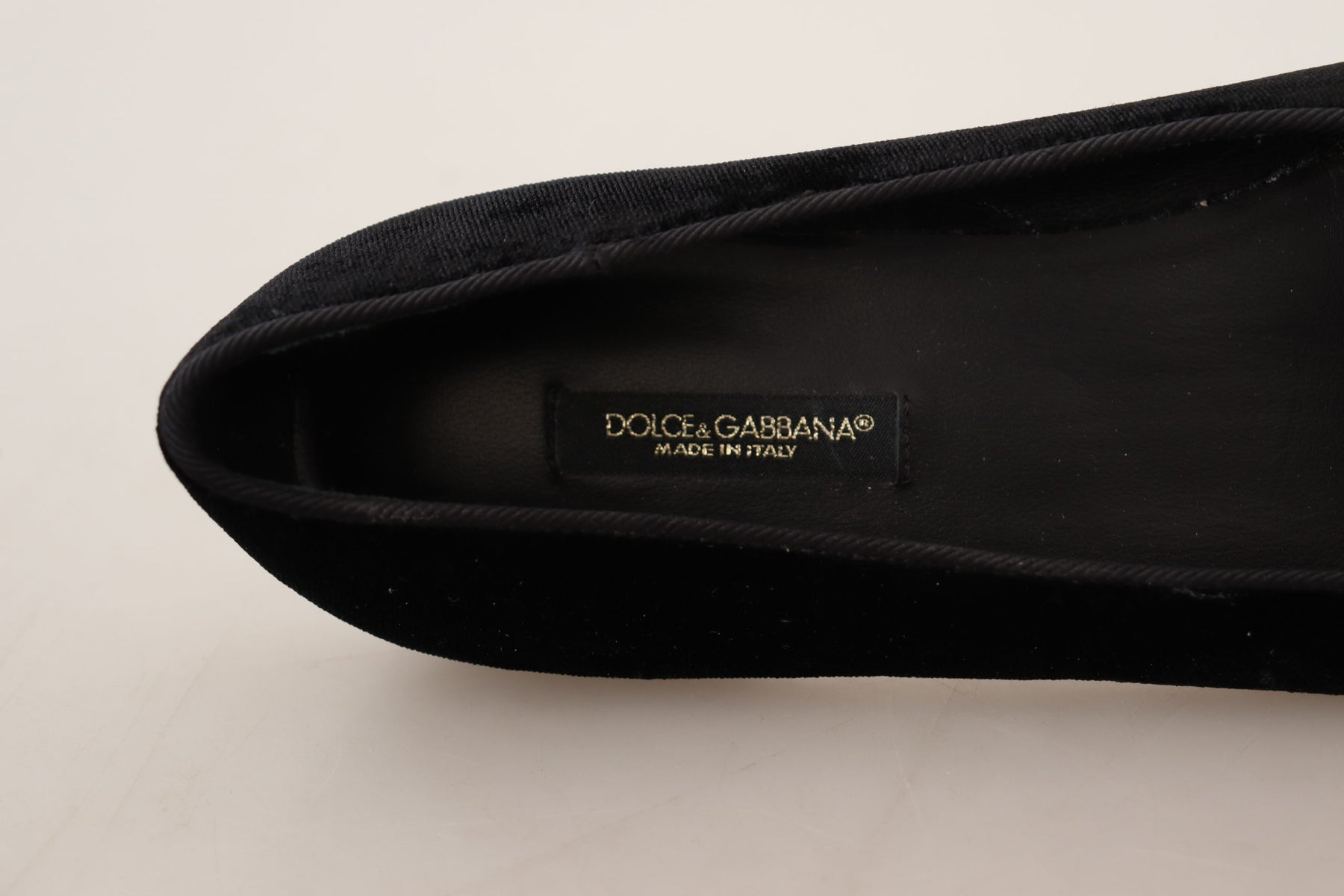 Dolce & Gabbana Black DG Sacred Heart Patch Slip On Flat Shoes | Regal Royce