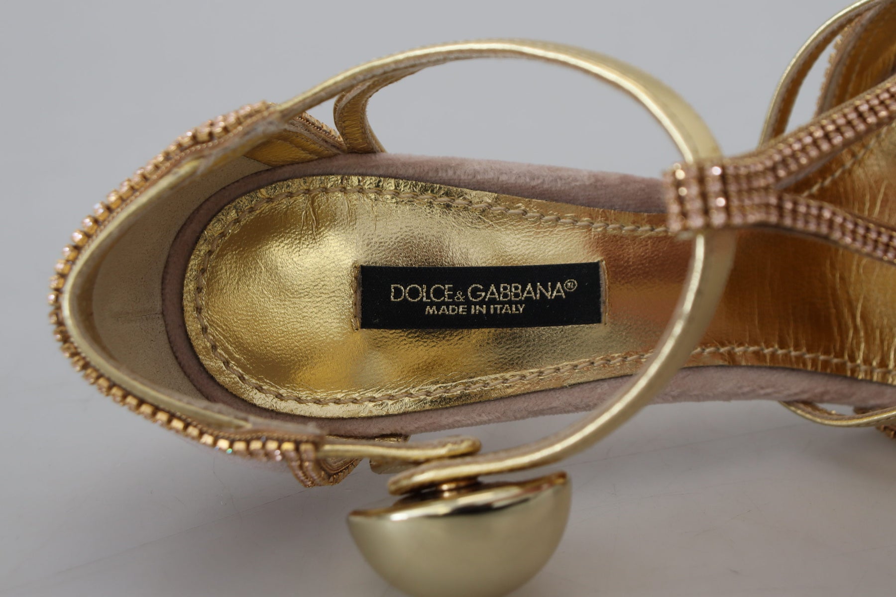 Dolce & Gabbana Pink Crystal T-strap Heels Pumps Shoes | Regal Royce